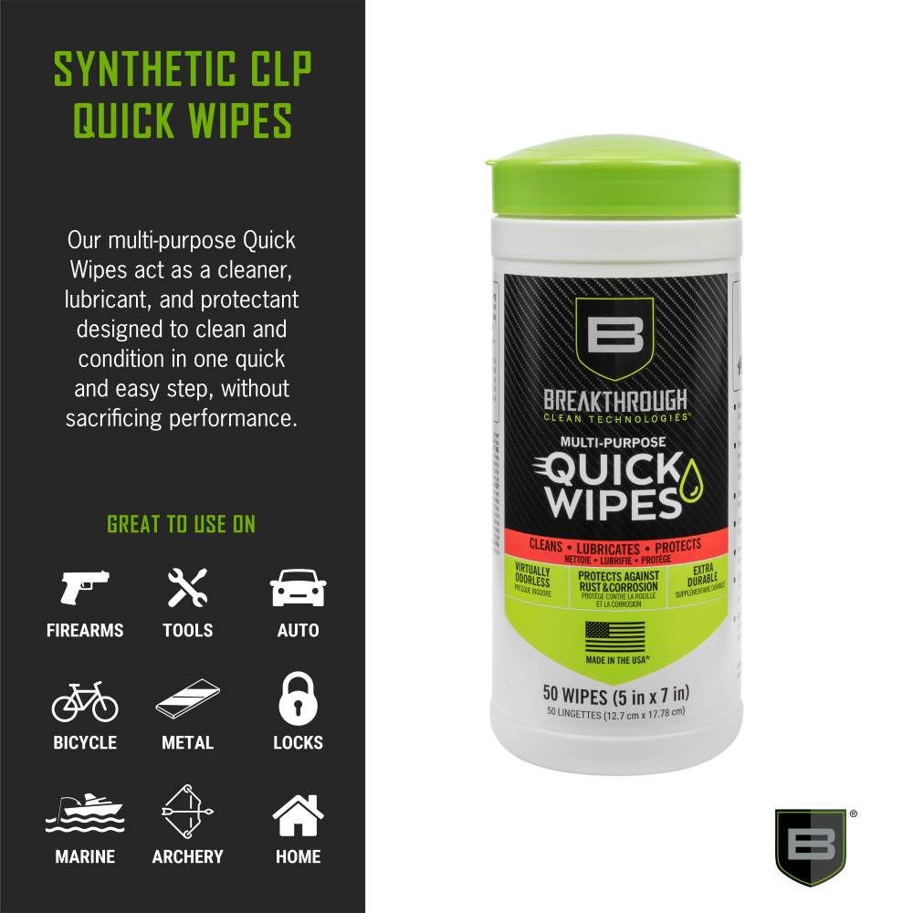 Breakthrough Technologies CLP Quick Wipes - 5in x 7in - 50 Pack Canister BT-CLP-QW-50 View 2
