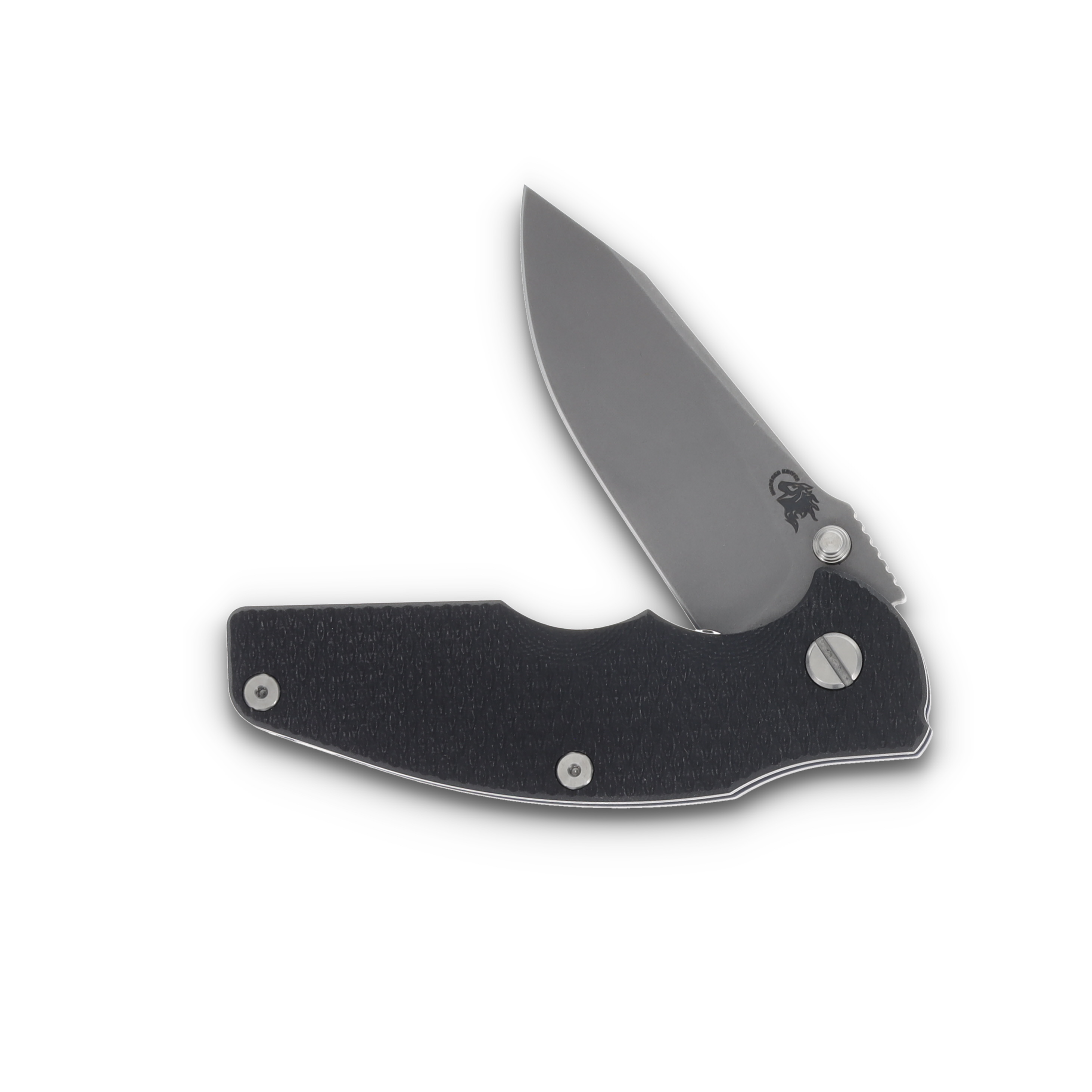 Hinderer Jurassic Black – Battle Blue 3.37in Plain Stonewash Drop Point KJURSLHOSWBBLBLBK View 3