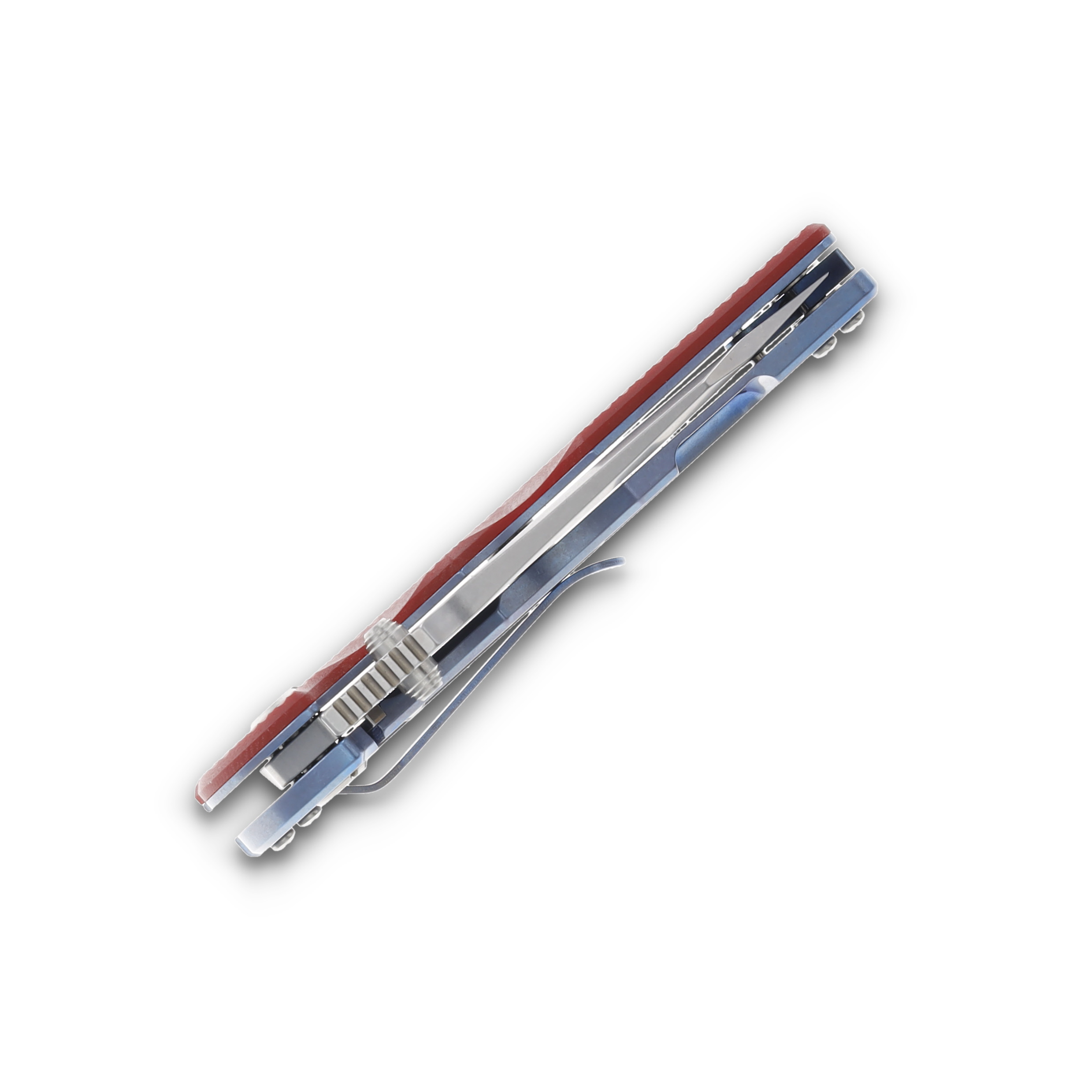 Hinderer Jurassic Red – Stonewash Blue 3.37in Plain Stonewash Drop Point KJURSLHOSWBLRD View 8