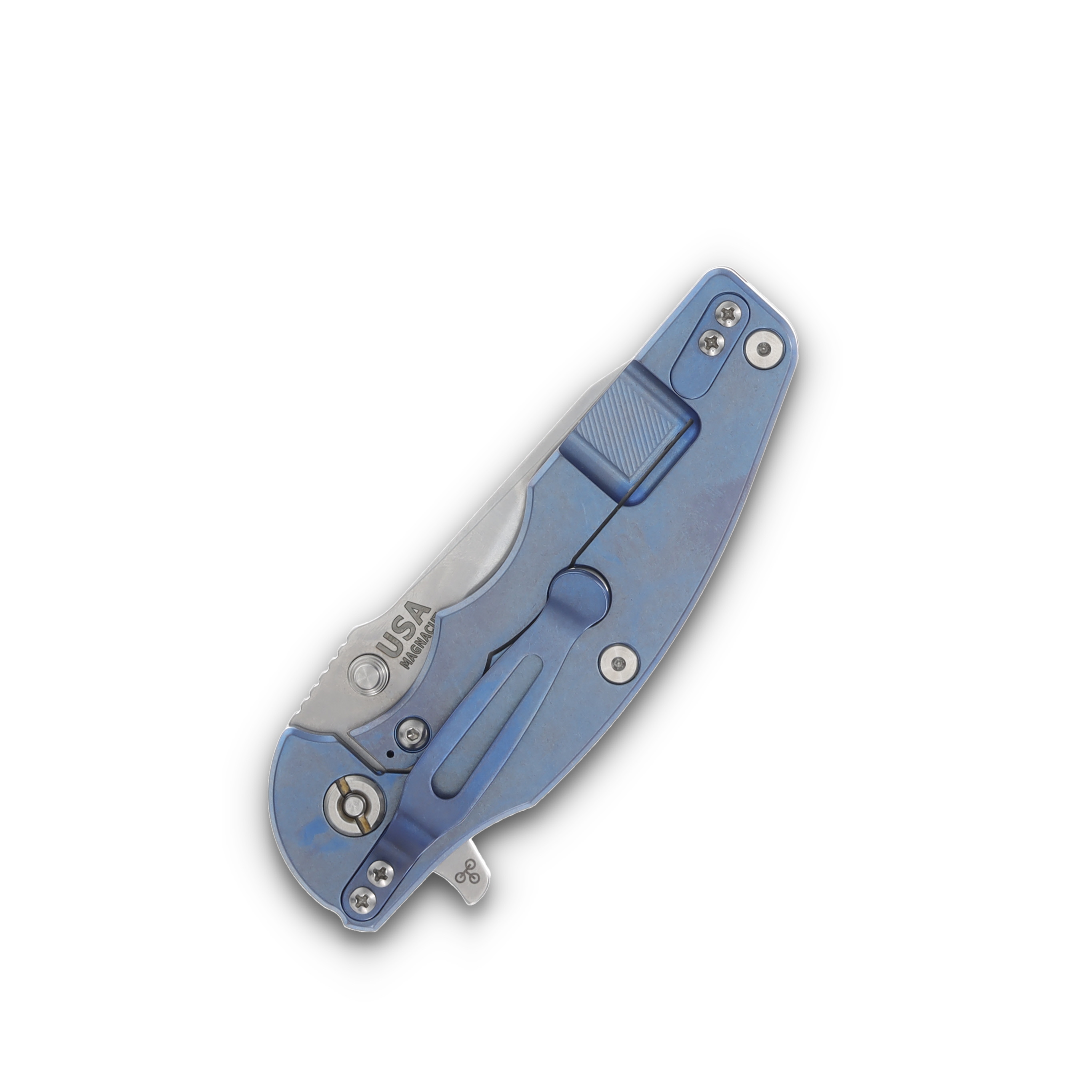 Hinderer Jurassic Red – Stonewash Blue 3.37in Plain Stonewash Drop Point KJURSLHOSWBLRD View 6