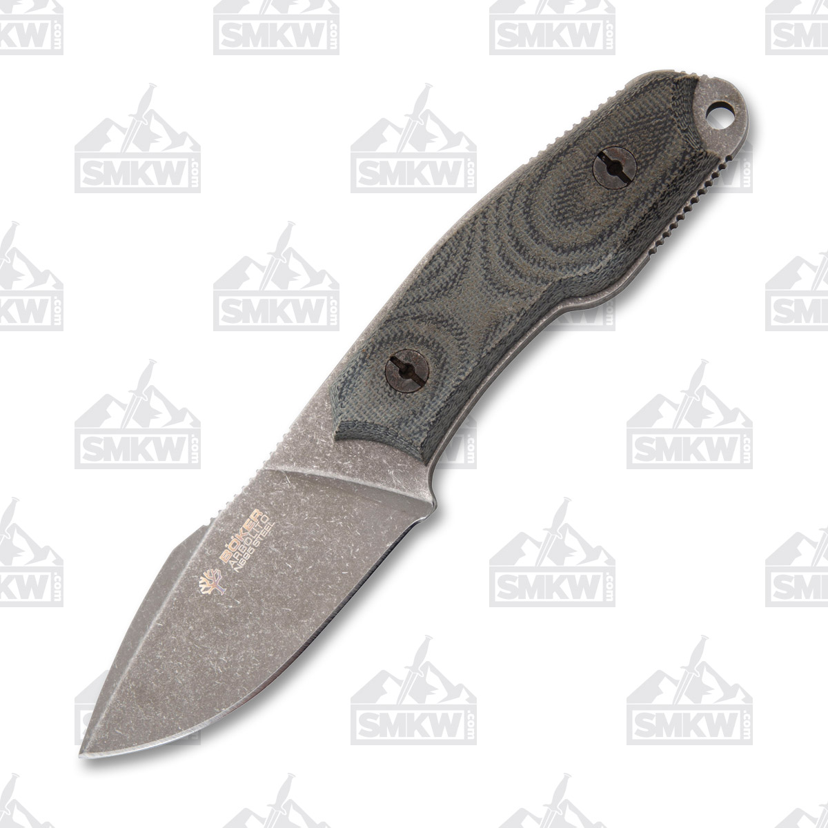 Boker Arbolito Fixed Blade Knife 2.95in Plain Edge El Heroe Micarta BKBA371M View 2