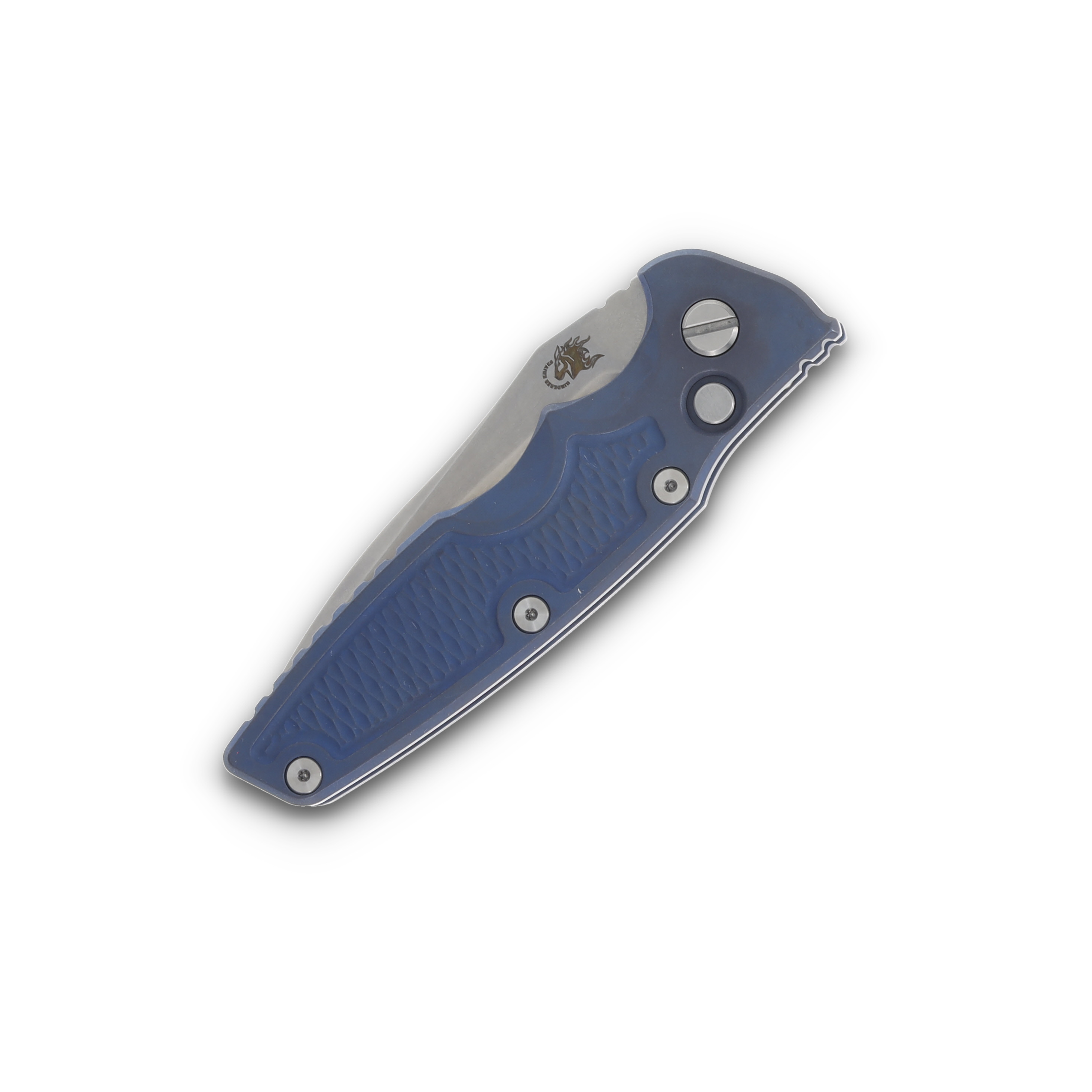 Hinderer Auto Eklipse Out the Side Automatic Knife Stonewash Spearpoint/Battle Blue KAEK35SPEBBLSW View 4
