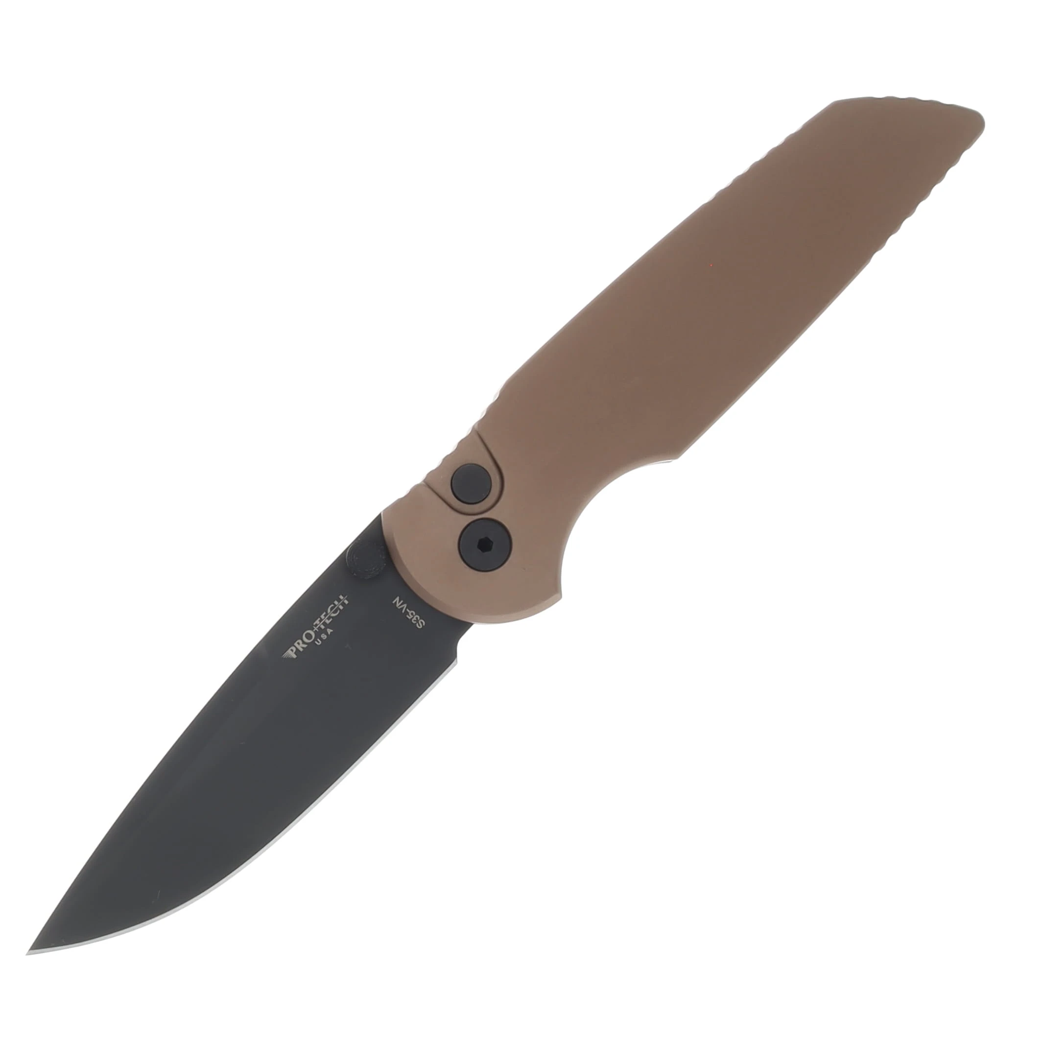 Pro Tech TR-3 Integrity Thumbstud Manual Solid FDE Handle DLC Black S35VN Double Thumbstuds INT103-FDE View 1