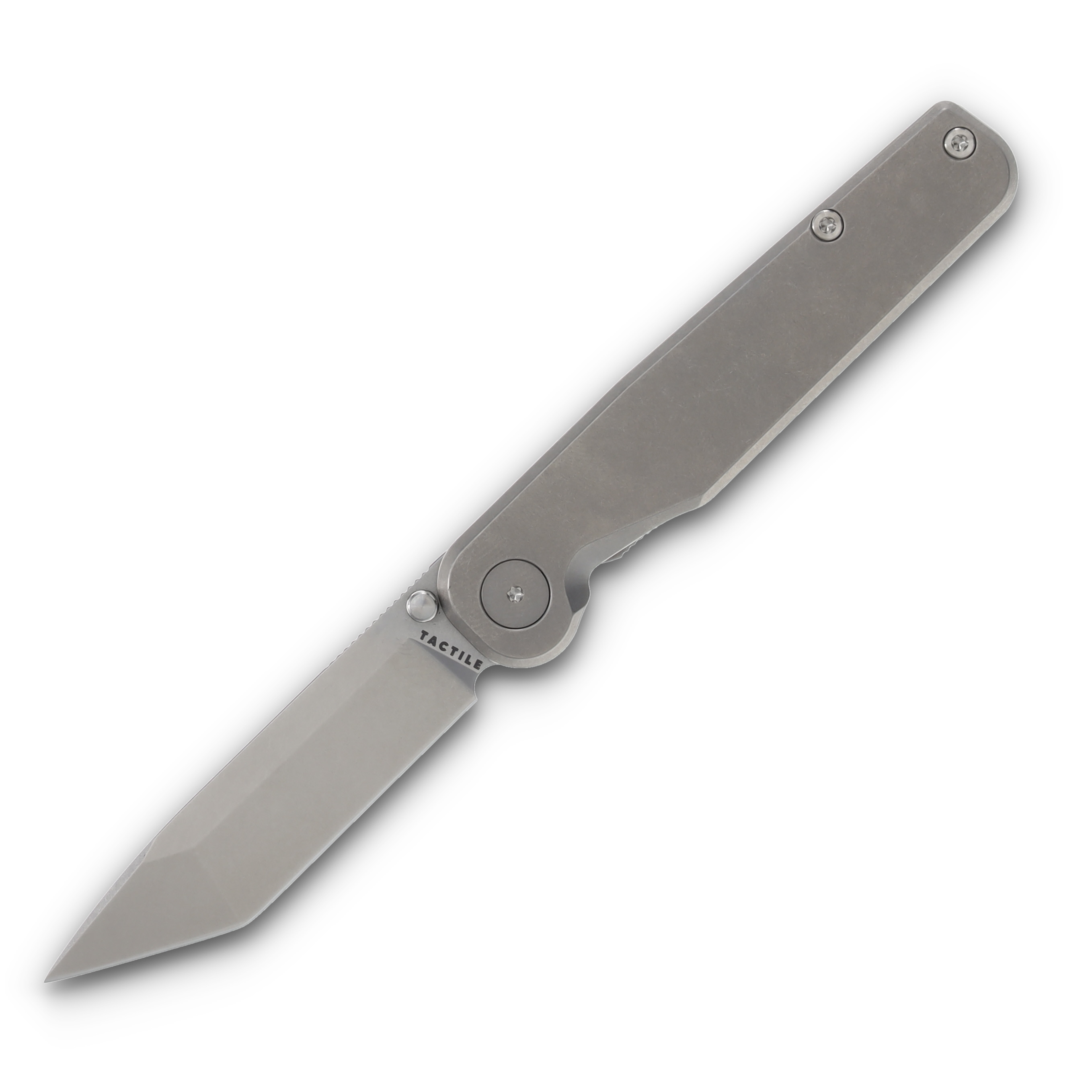 Tactile Rockwall Folding Knife Titanium 2.92in Plain Stonewash Tanto 20-RT-MCTN-TTFL View 1