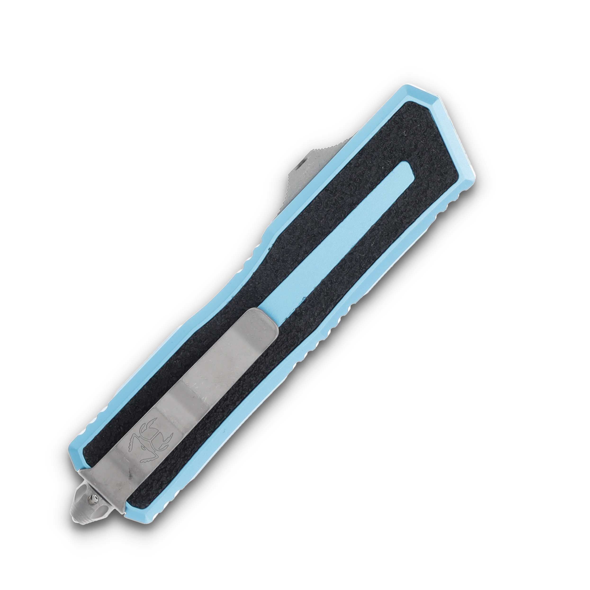 Microtech Scarab II Gen III D/E Apocalyptic Full Serrated Turquoise Aluminum AUMT128012APTQ View 2