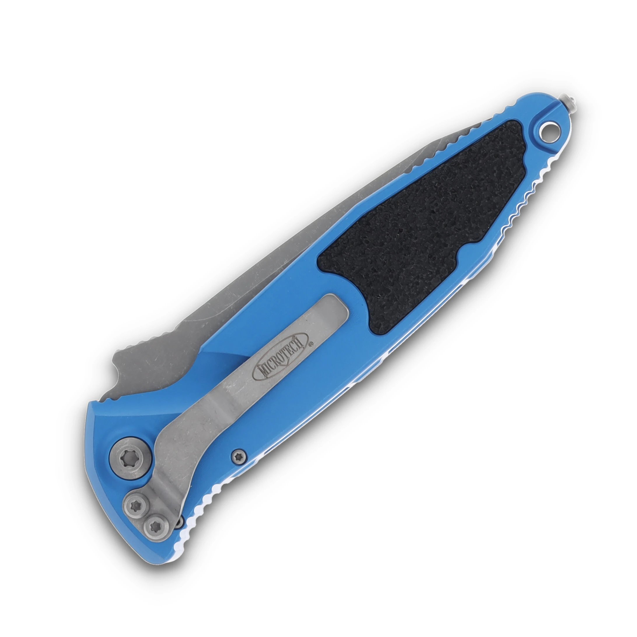 Microtech Socom Elite Tanto Auto Apocalyptic Standard Blue AUMT161A10APBL View 2