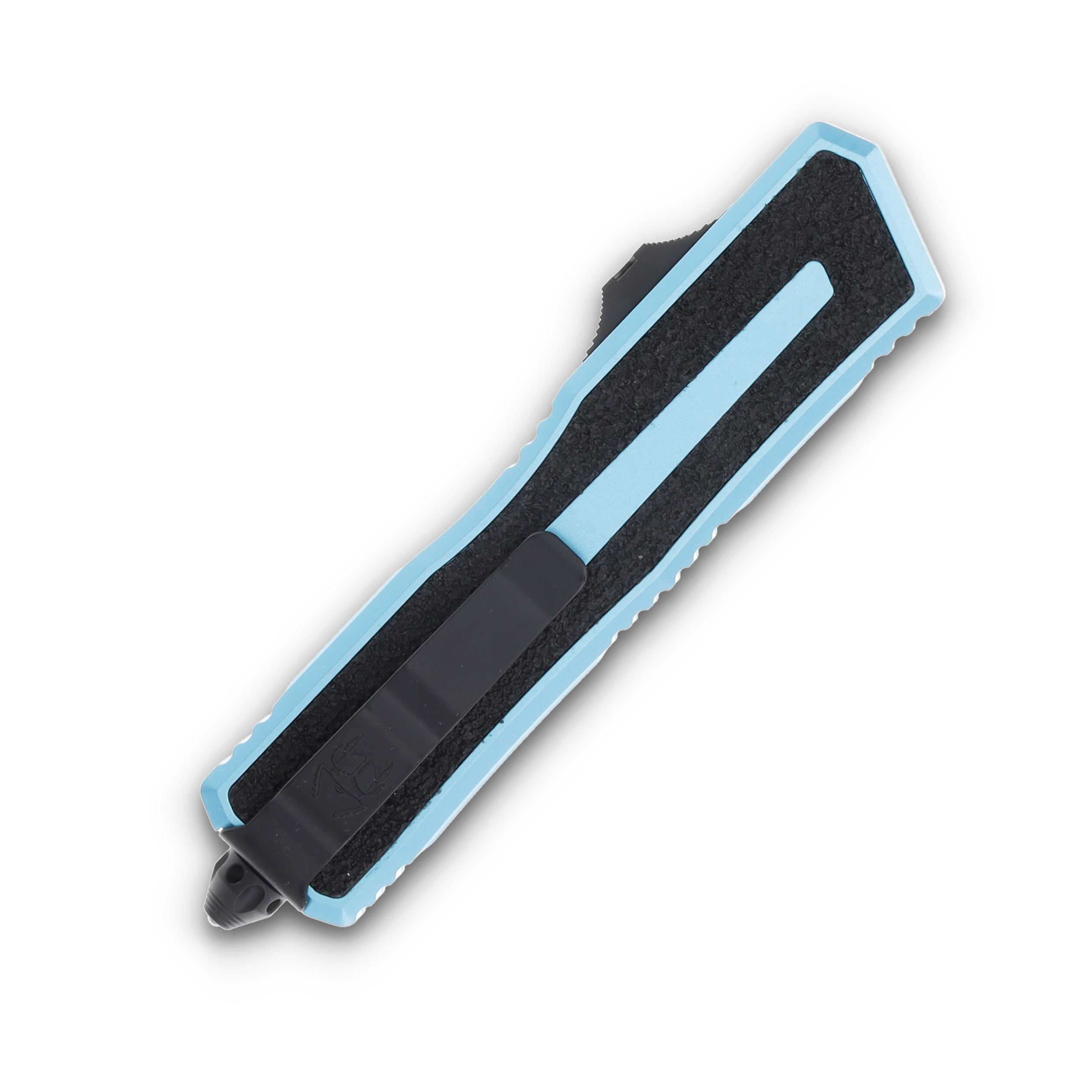 Microtech Scarab II Gen III OTF Knife Turquoise 3.88in Black Drop Point AUMT12781TQ View 2