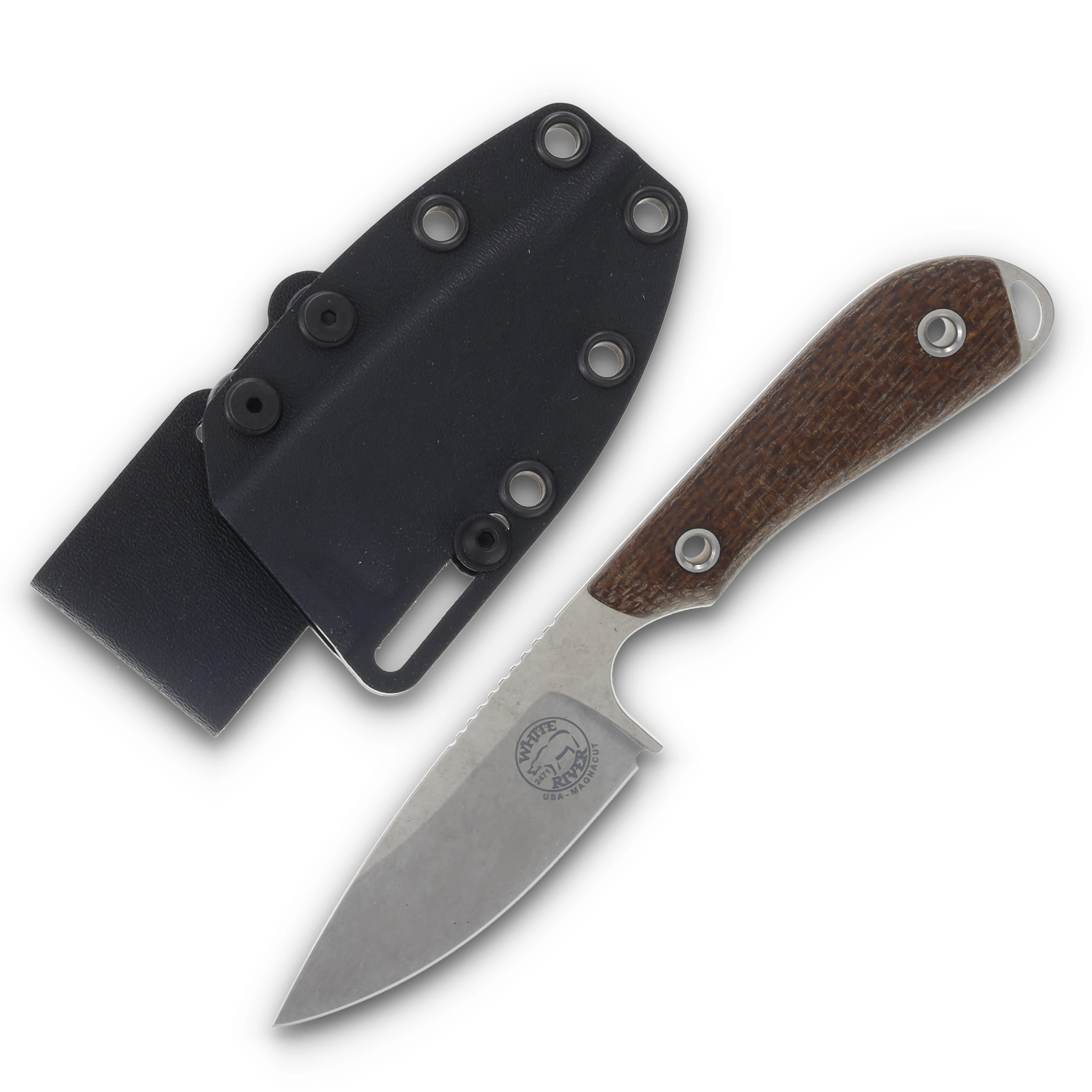White River M1 Caper, Natural Burlap Micarta, Magnacut WRM1-BNA-MAG View 1