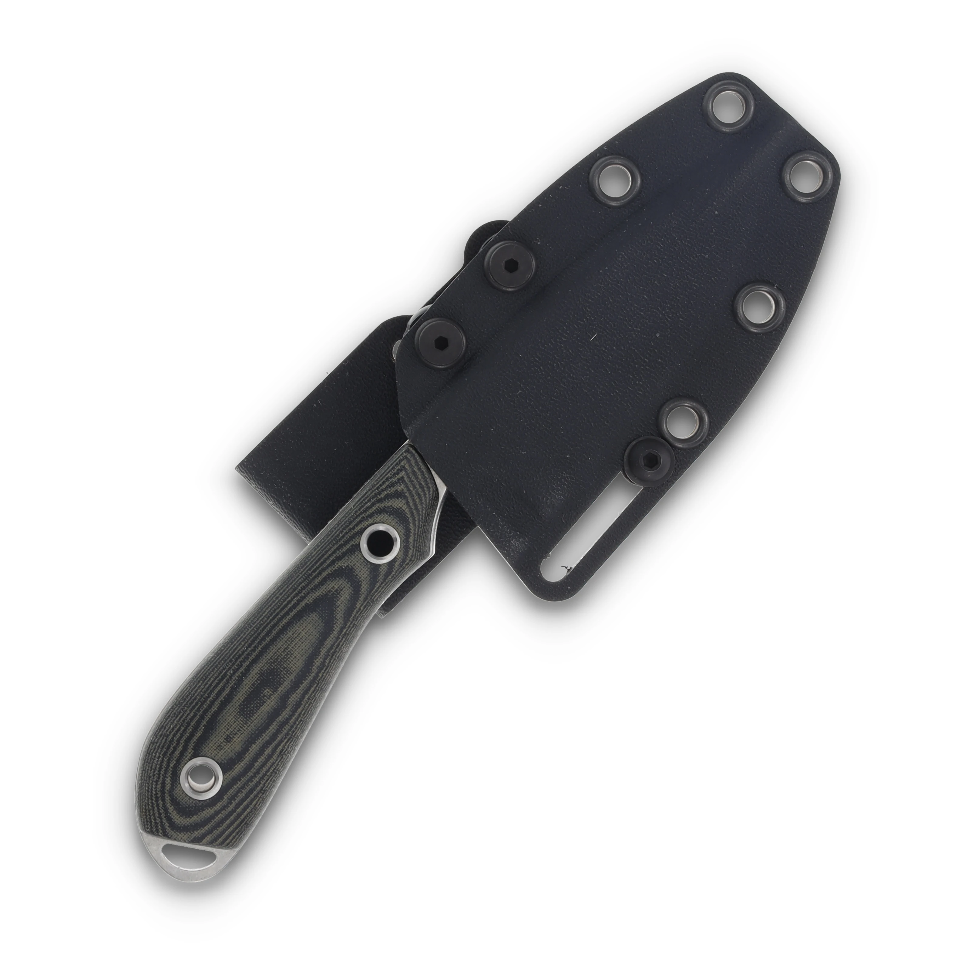 White River M1 Caper Fixed Blade Knife Stonewash Magnacut/Black and OD Green Linen Micarta WRM1-LBO-MAG View 3