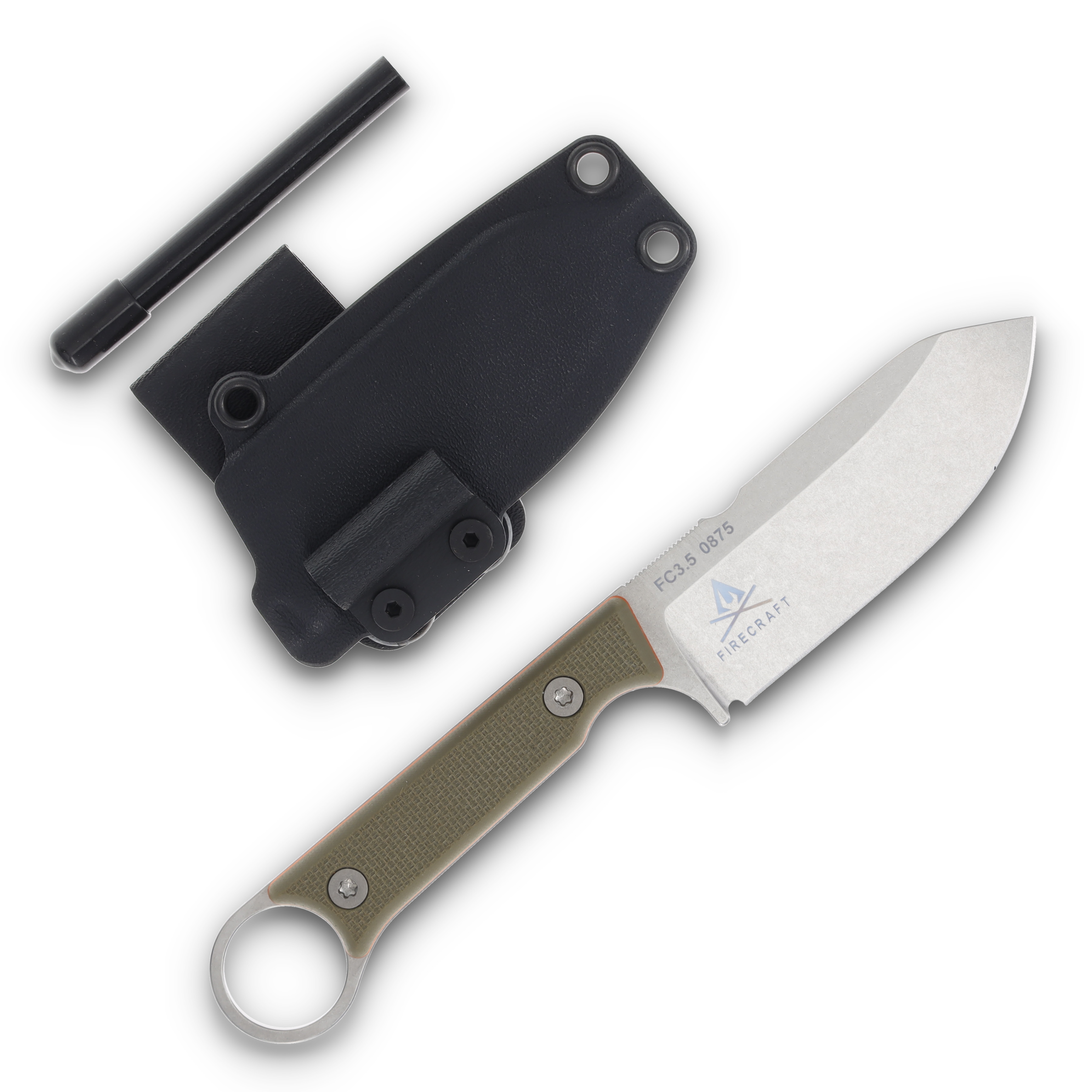 White River Firecraft 3.5 Pro Fixed Blade Knife Satin Magnacut/Green and Orange G-10 View 1