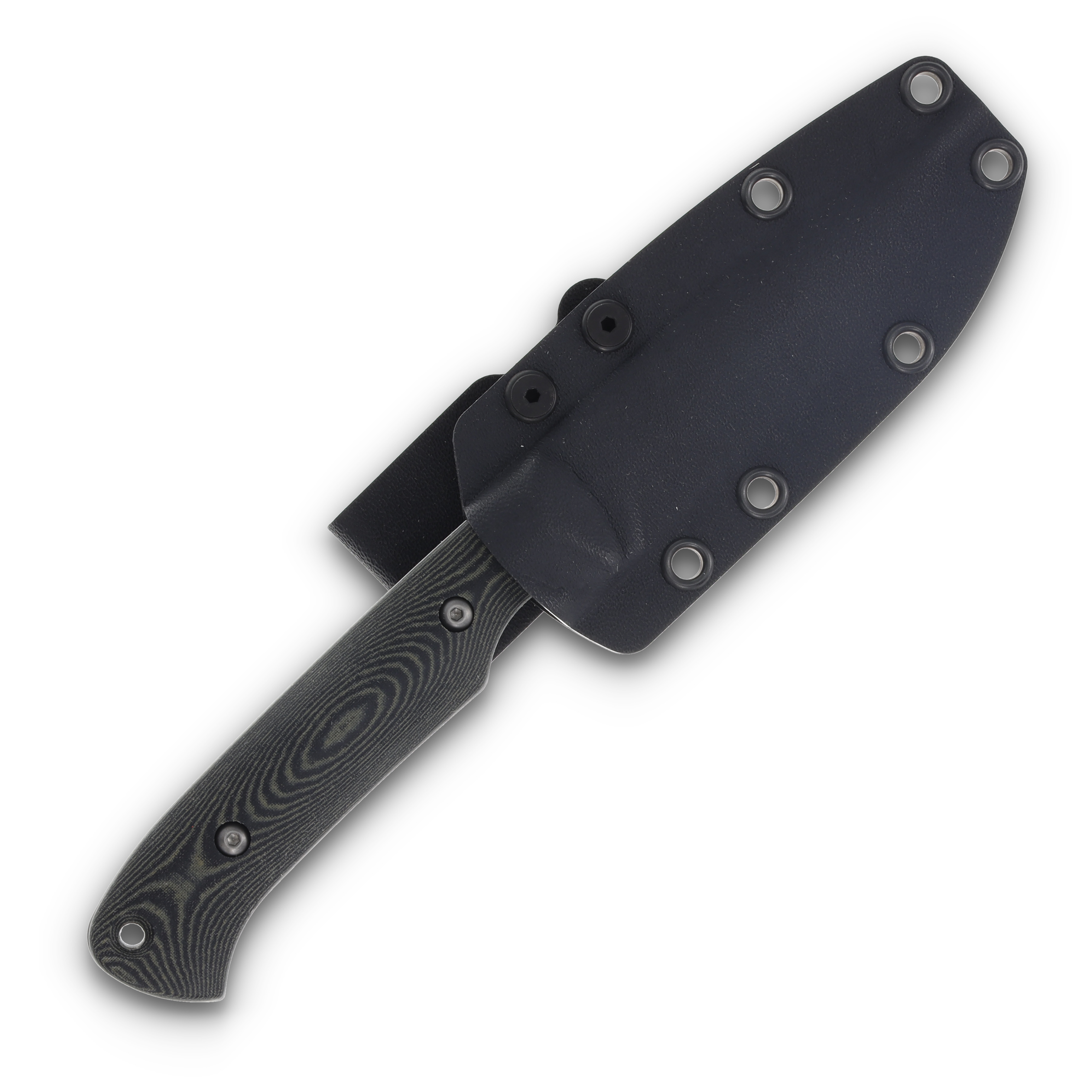 White River Hunter Fixed Blade Knife Satin Magnacut Drop Point/Black and OD Green Linen Micarta WRHNT-LBO-MAG View 3