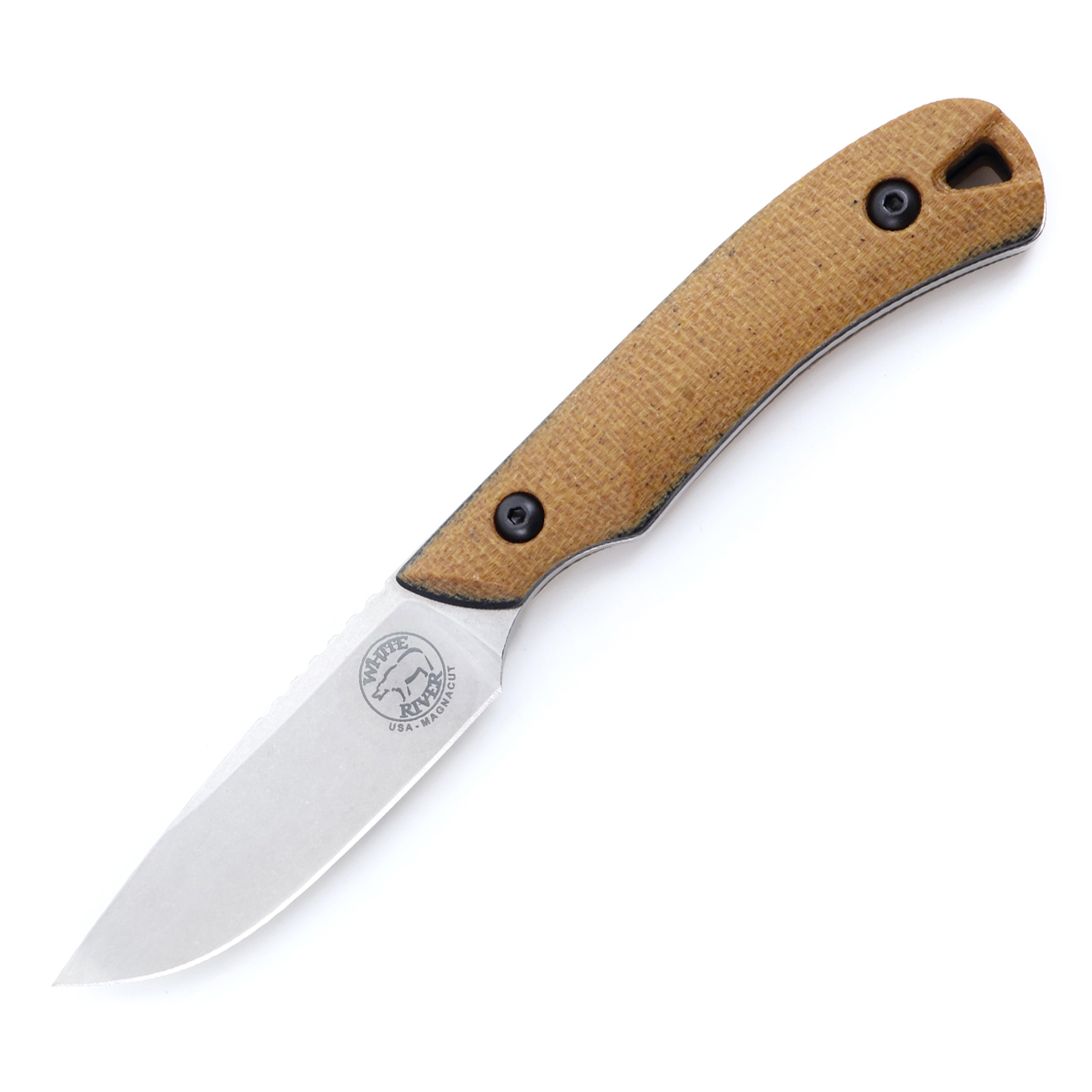 White River Smith & Sons Axiom, Natural Canvas Micarta / Black Liners WRSS-AXM-MNB View 1