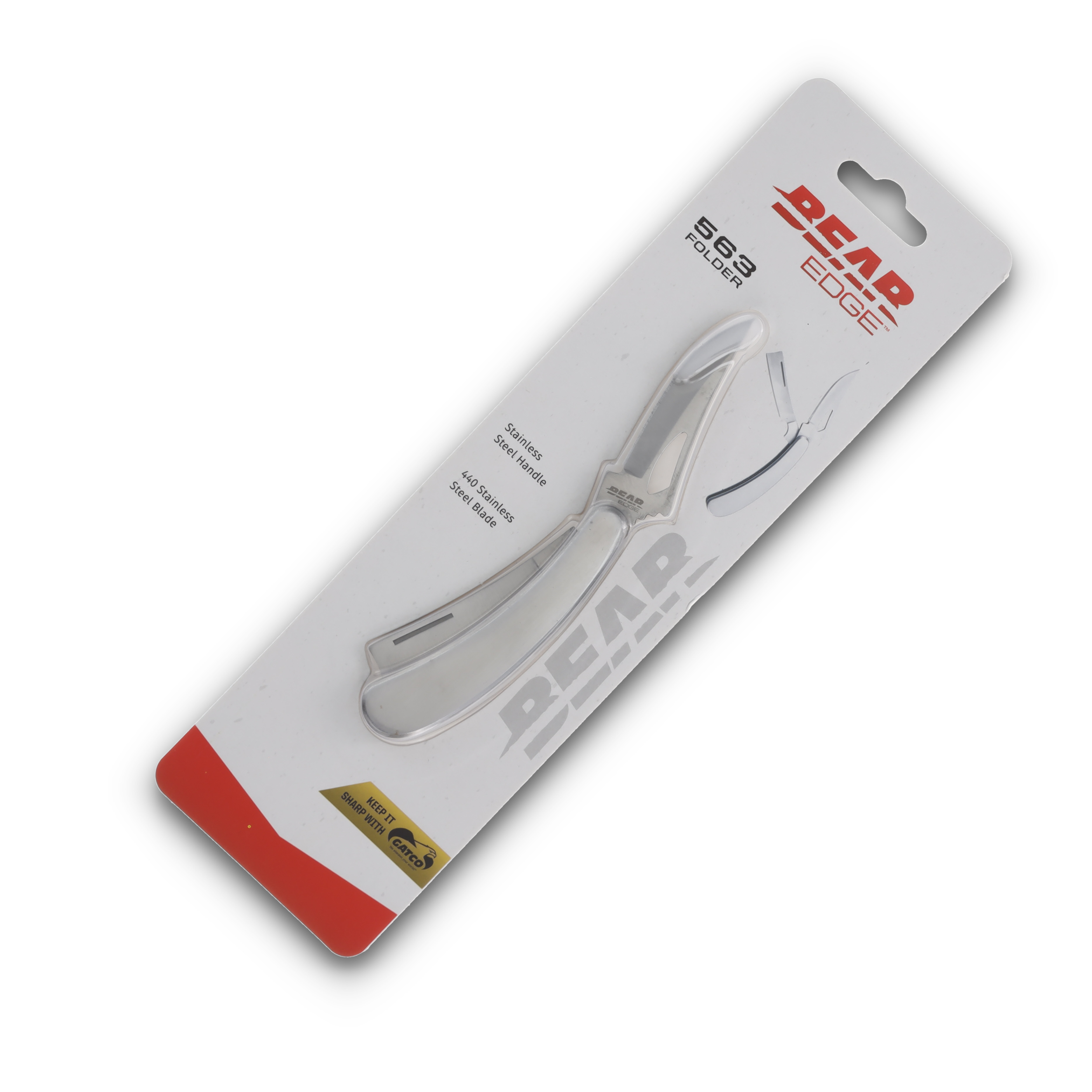 Bear & Son 563 Bow Trapper Folding Knife 440 Clip-Razor Blade SS Handle BR71563 View 8