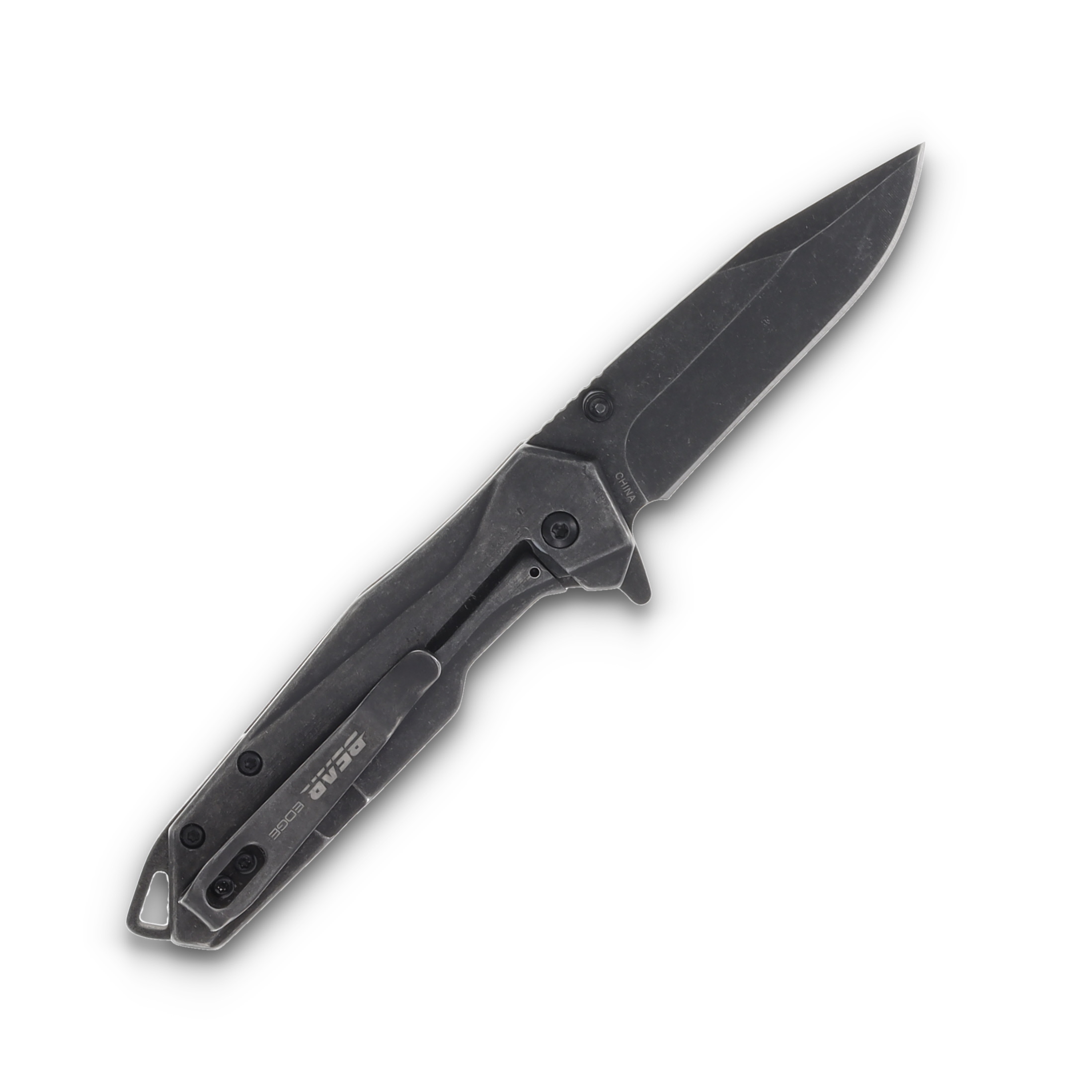 Bear Edge 71211 Stonewash Folder Blackout Folding Knife BR71211 View 2