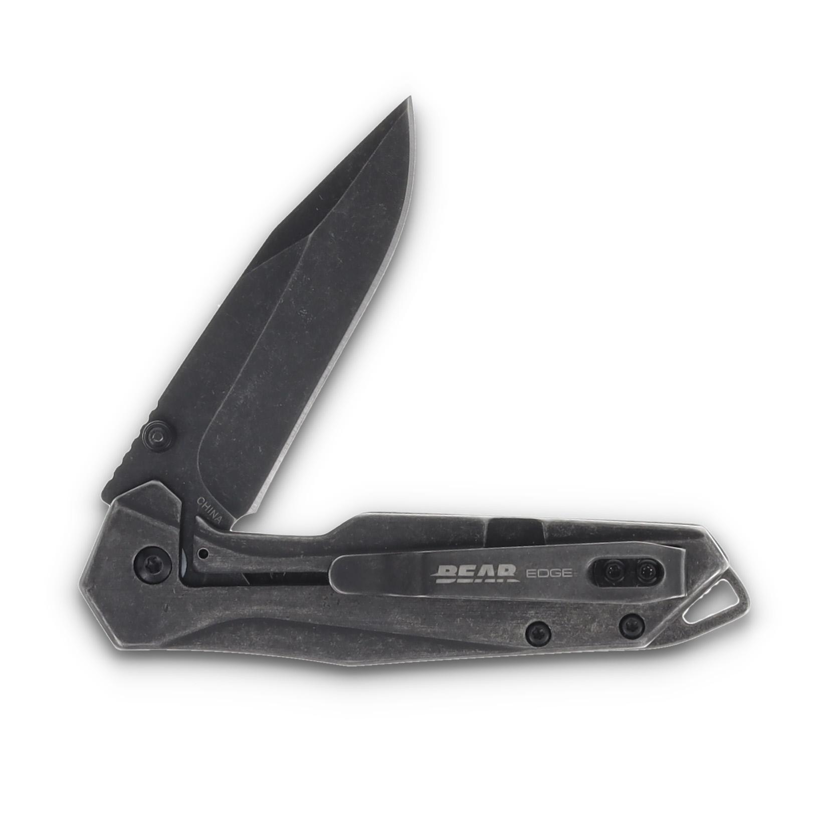 Bear Edge 71211 Stonewash Folder Blackout Folding Knife BR71211 View 4