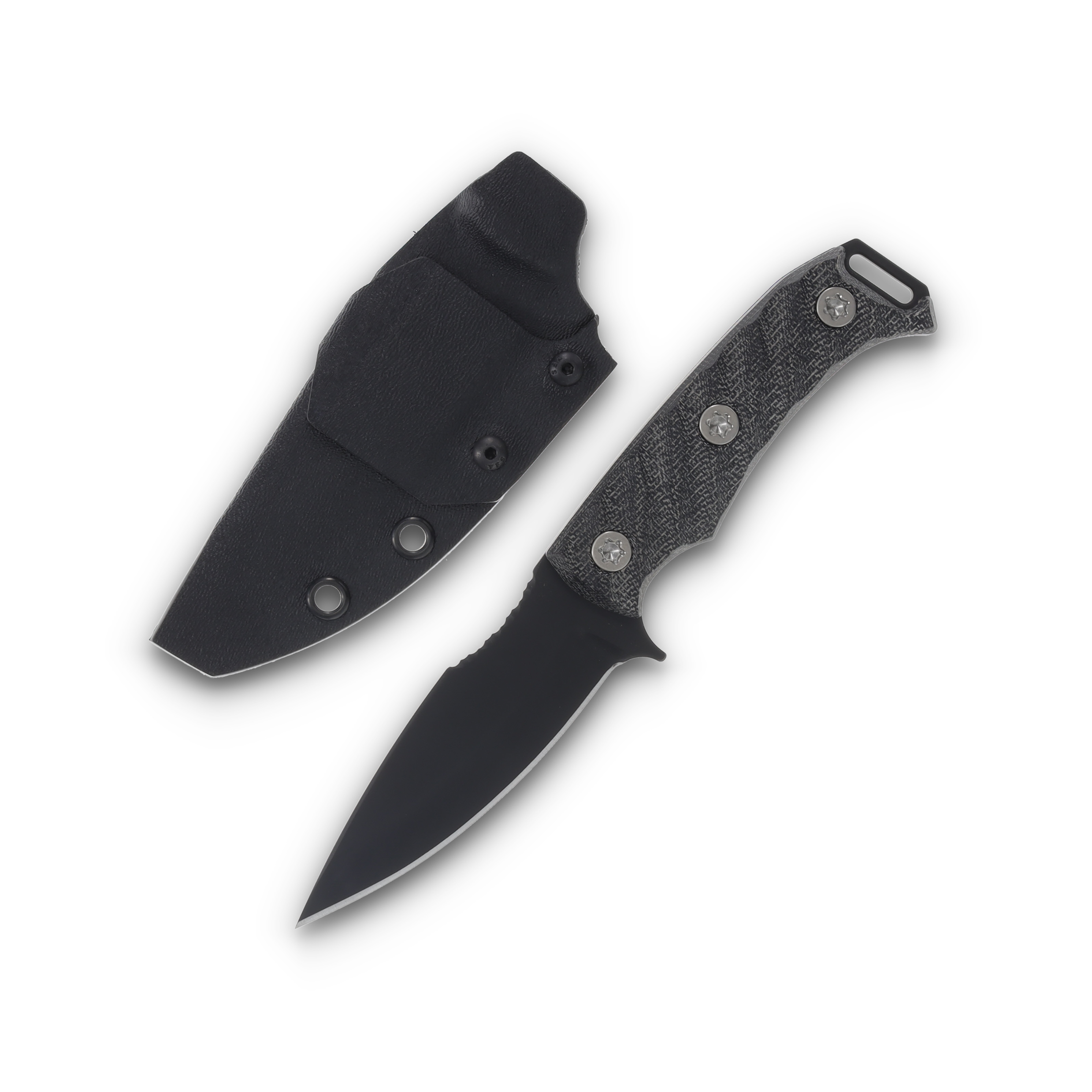 Half Face Blades Ishi Fixed Blade 3.7in Plain Armor Black Drop Point HFISHIBKMIC View 1