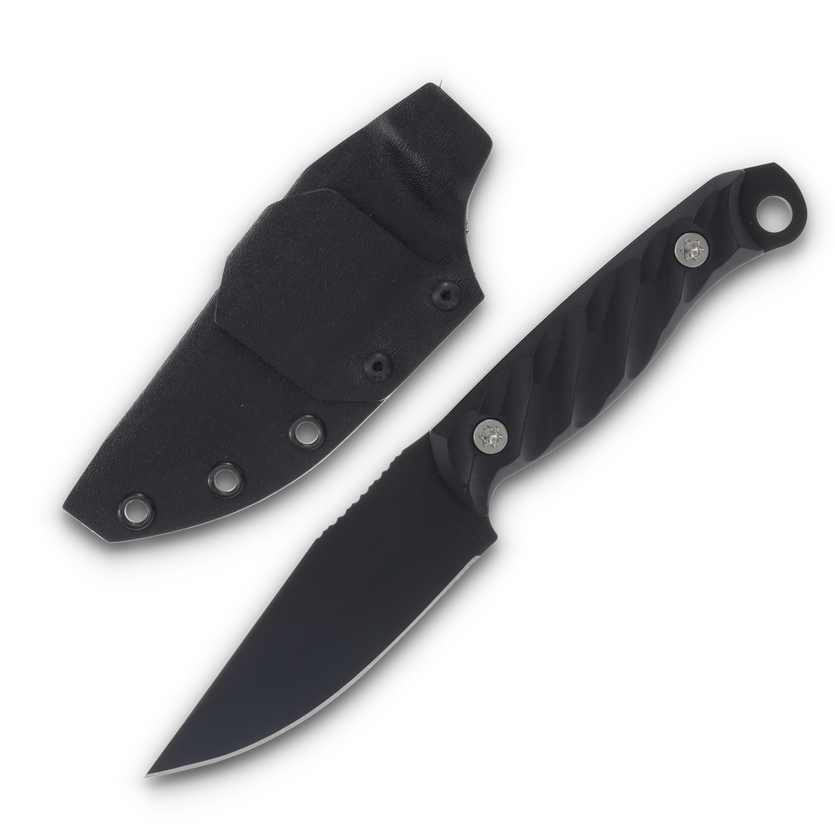 Half Faced Blades Crow Jr- black G10, Armor Black cerakore, Ti hardware, iron grip, HFCROWBK View 1
