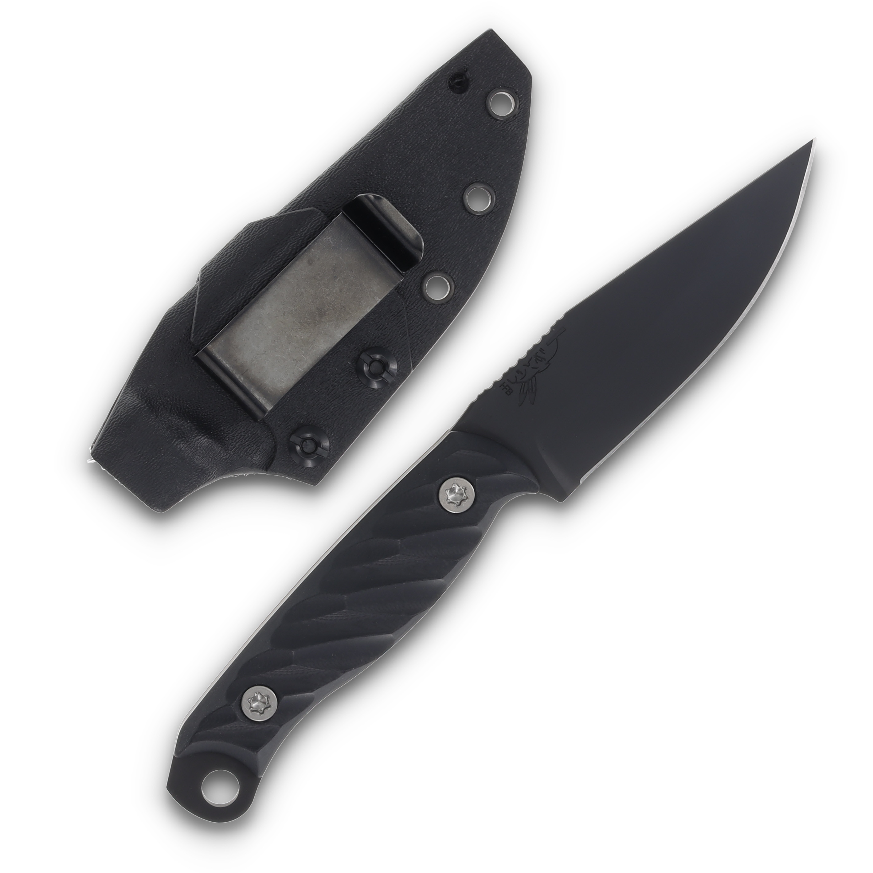 Half Faced Blades Crow Jr- black G10, Armor Black cerakore, Ti hardware, iron grip, HFCROWBK View 2