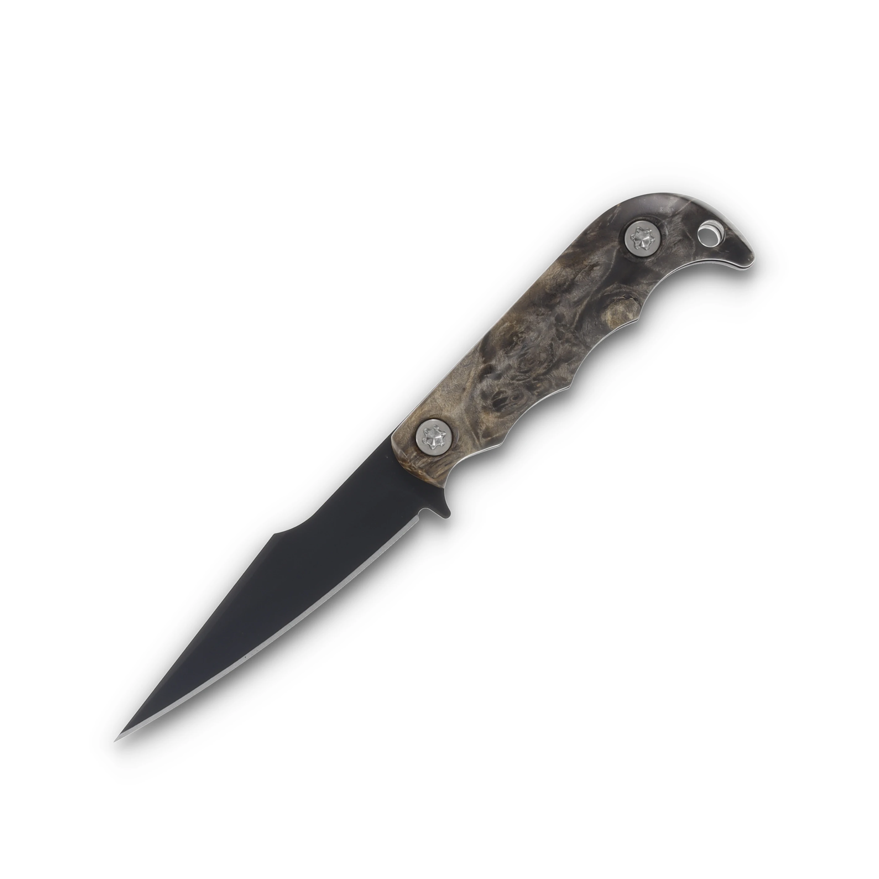 Half Face Blades Senator Buckeye Burl Wood 3.7in Plain Armor Black Modified Drop Point HFSENBB View 3