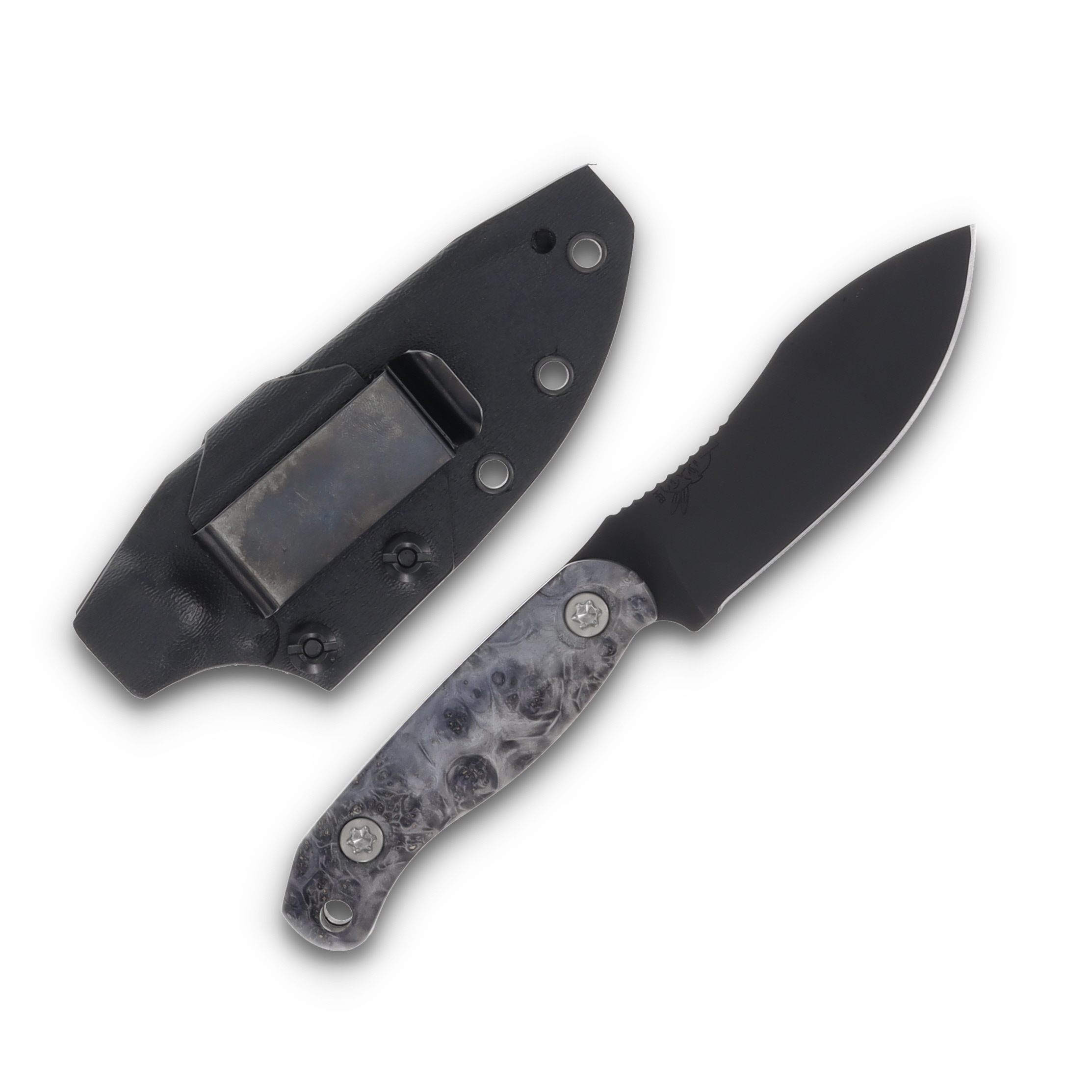 Half Face Blades Skinner Jr Fixed Blade Knife Black Armor Cerakote/Dyed Box Elder with Titanium Torx HFSKINJRDBE View 2