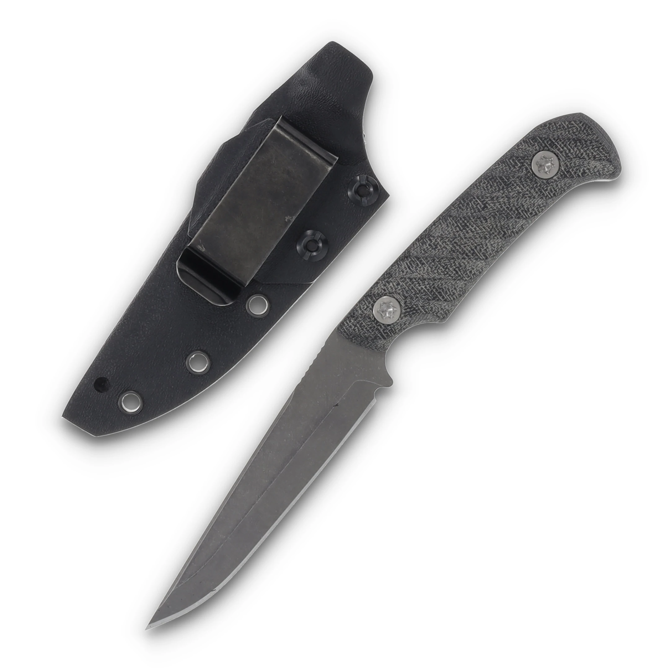 Half Face Blades Boogeyman Fixed Blade S45VN Clip Point Black Canvas Micarta HFBOOGEYBKMIC View 2