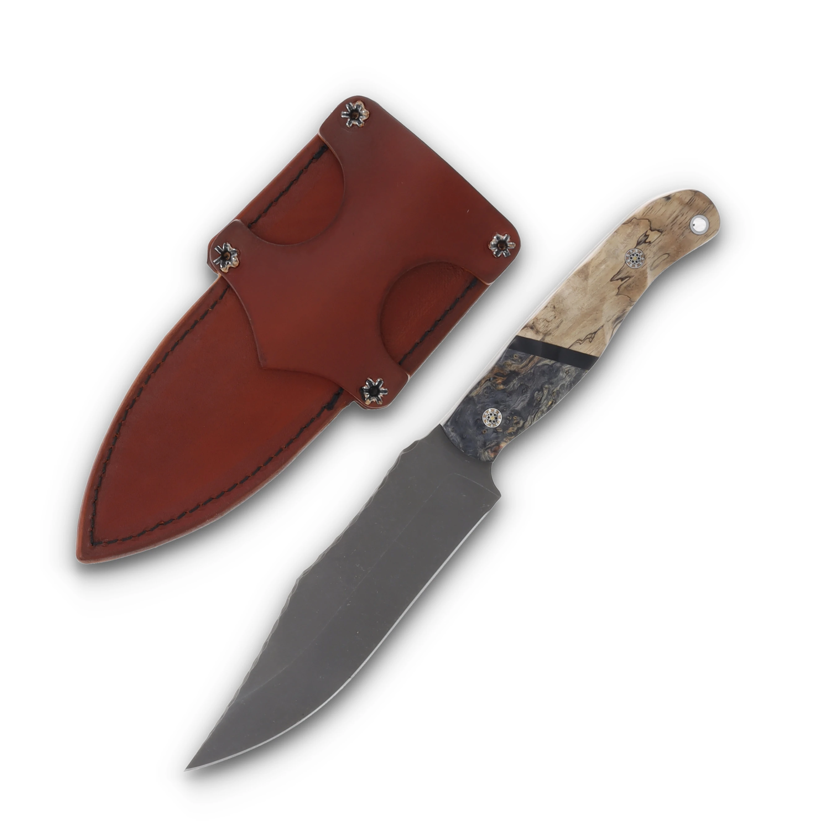 Half Face Blades Crow Scout Dyed Buckeye & Black Canvas Micarta HFCROWSCOUTDB View 2