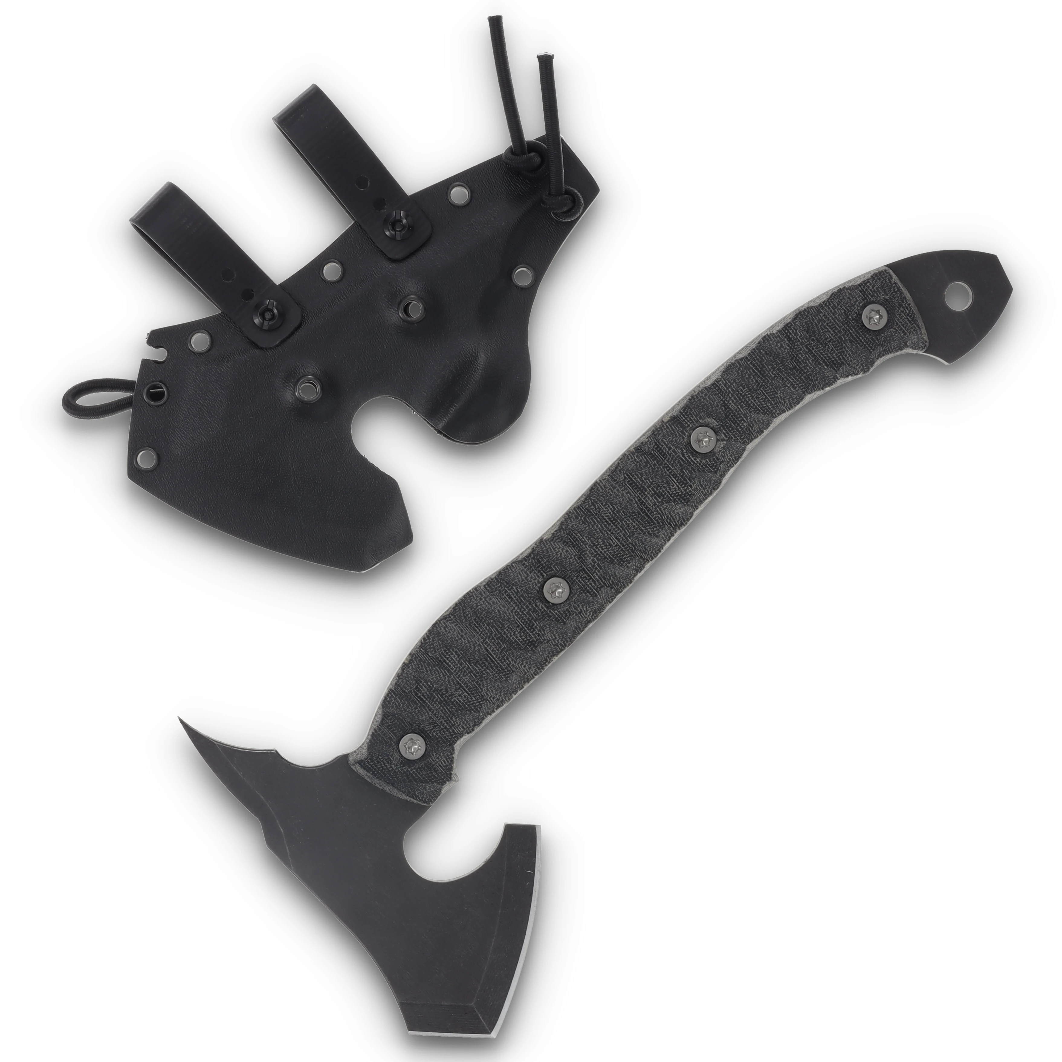 Half Face Blades Warbird- Black canvas micarta, titanium torx bolts, chaos grip HFWARBIRD View 1