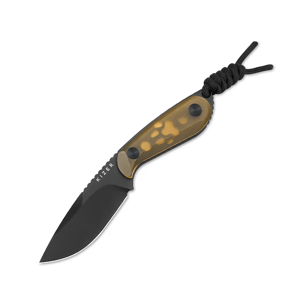 Kizer Buddy Fixed Blade Knife Brown 3 Inch Plain Black Drop Point 1081A1 View 1