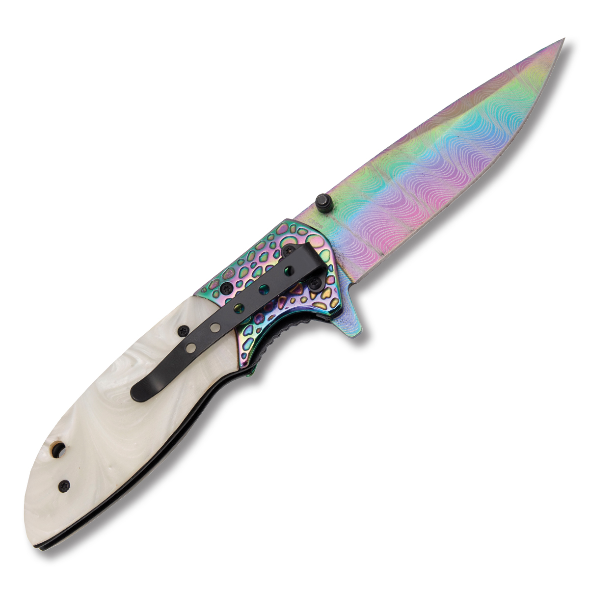 Frost Cutlery Shadow Tactical White 3.75in Plain Rainbow Drop Point FRFC20W View 2