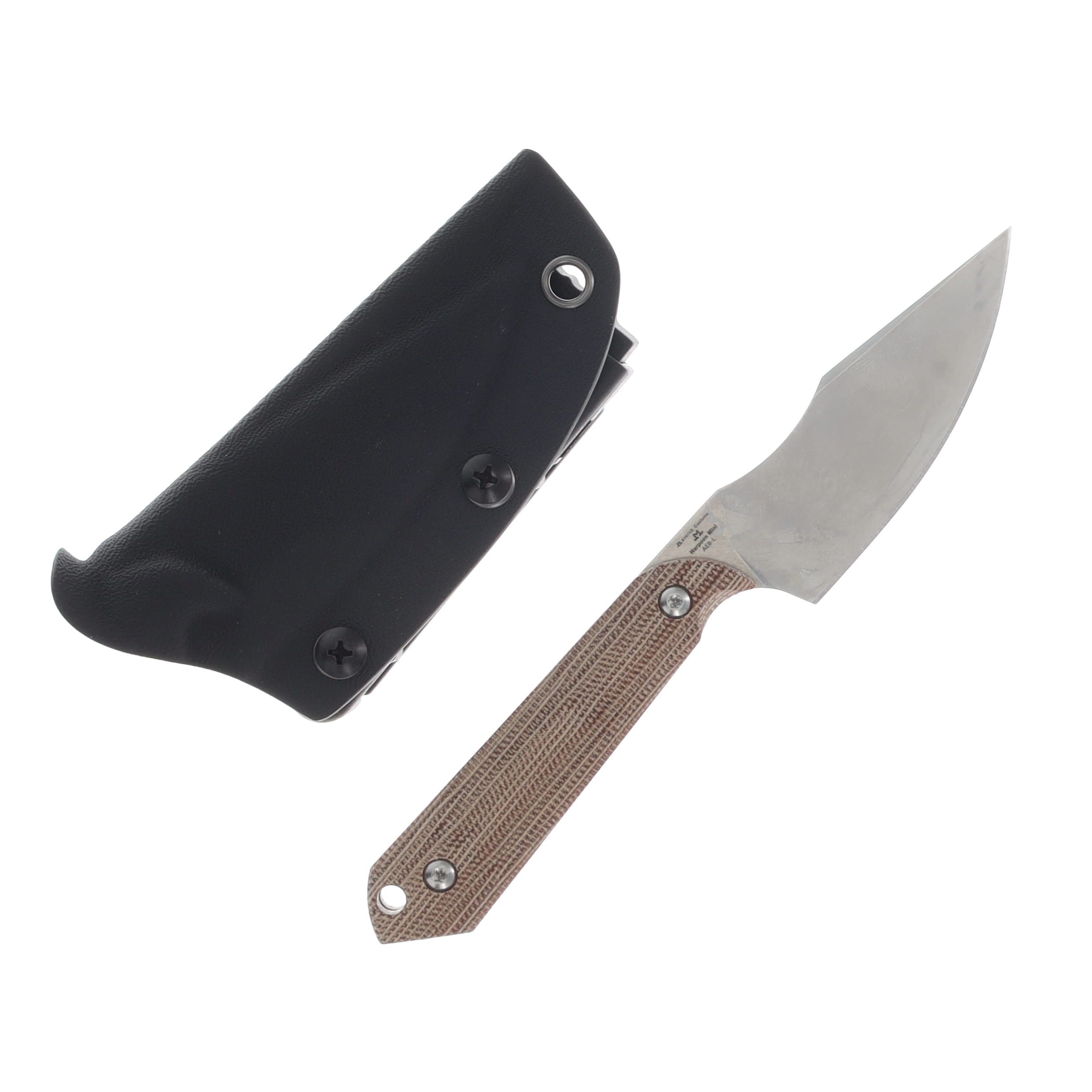 Kizer Mini Harpoon Maverick Customs Brown 3in Plain Stonewash Drop Point 1040S7 View 2