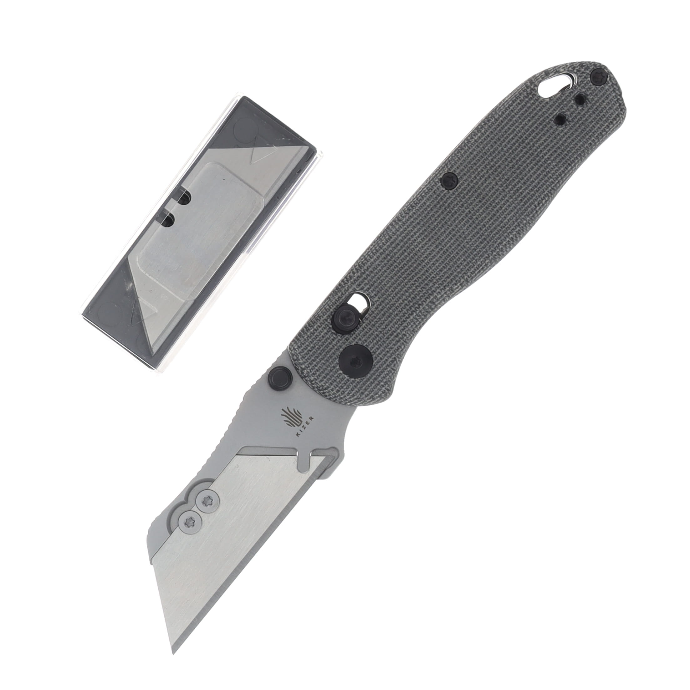 Kizer Drop Bear Utility Knife Azo Dark Gray 2.74in Plain Satin Utility V3619JA3 View 1