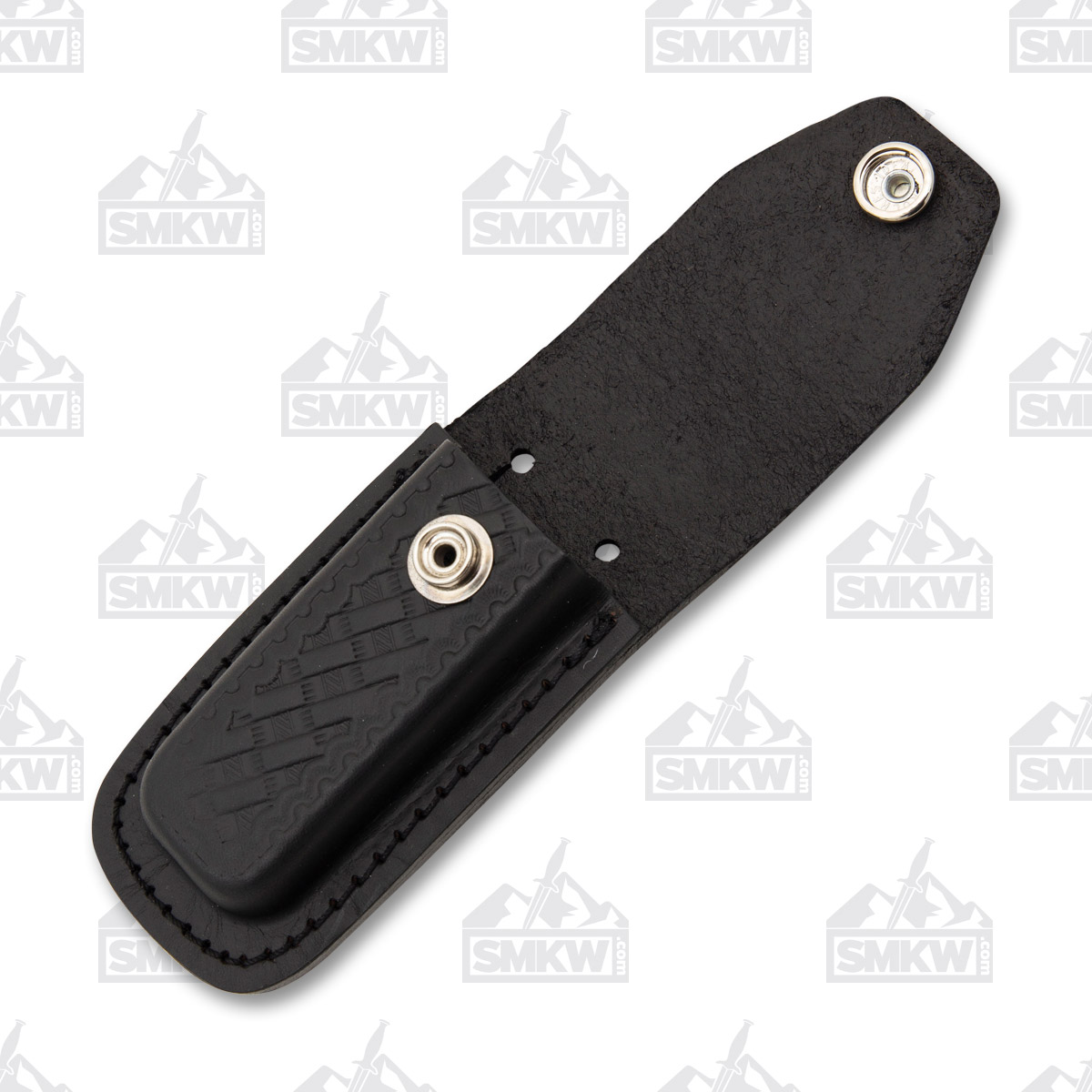 Black Leather Embossed Basketweave 4 Inch Folding Knife Sheath SH1143 View 3