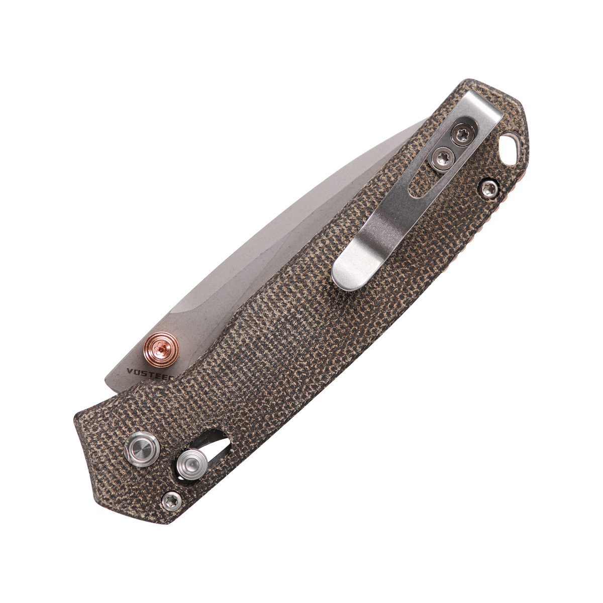 Vosteed Mini Psyop Crossbar Lock Knife Green Micarta 2.69in SW Drop Point A2302 View 2