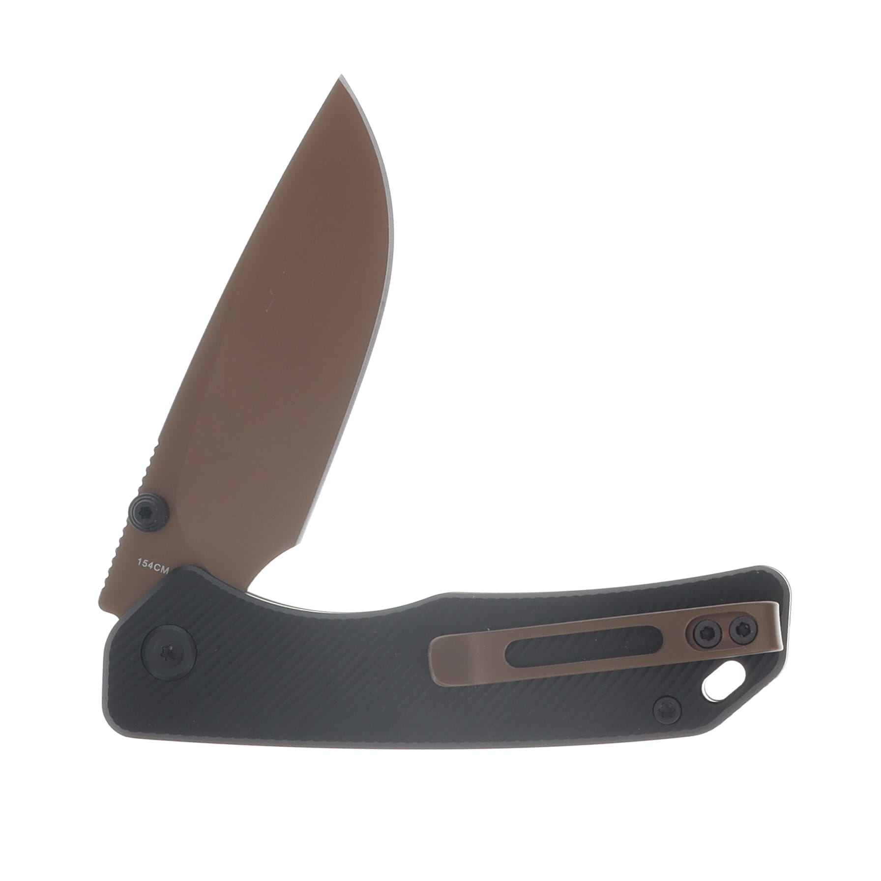 Vosteed Marten Button Lock Knife Black 2.98in Copper Dune Drop Point A1605 View 4
