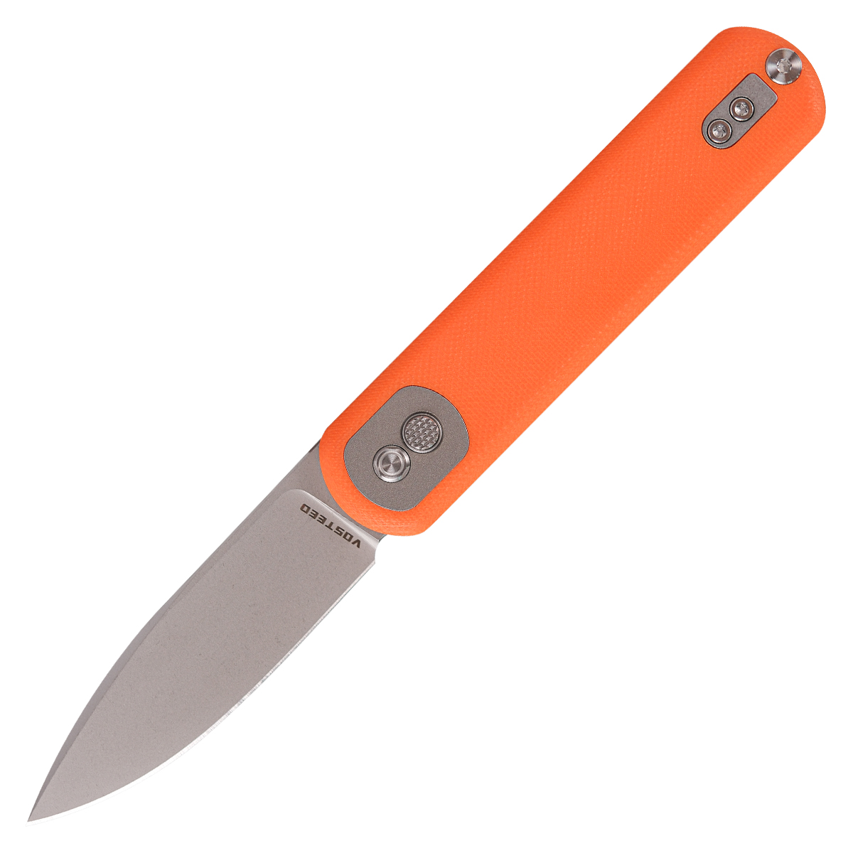 Vosteed Corgi Pup Folding Knife Bead Blast Stonewash/Orange G-10 A0731 View 1