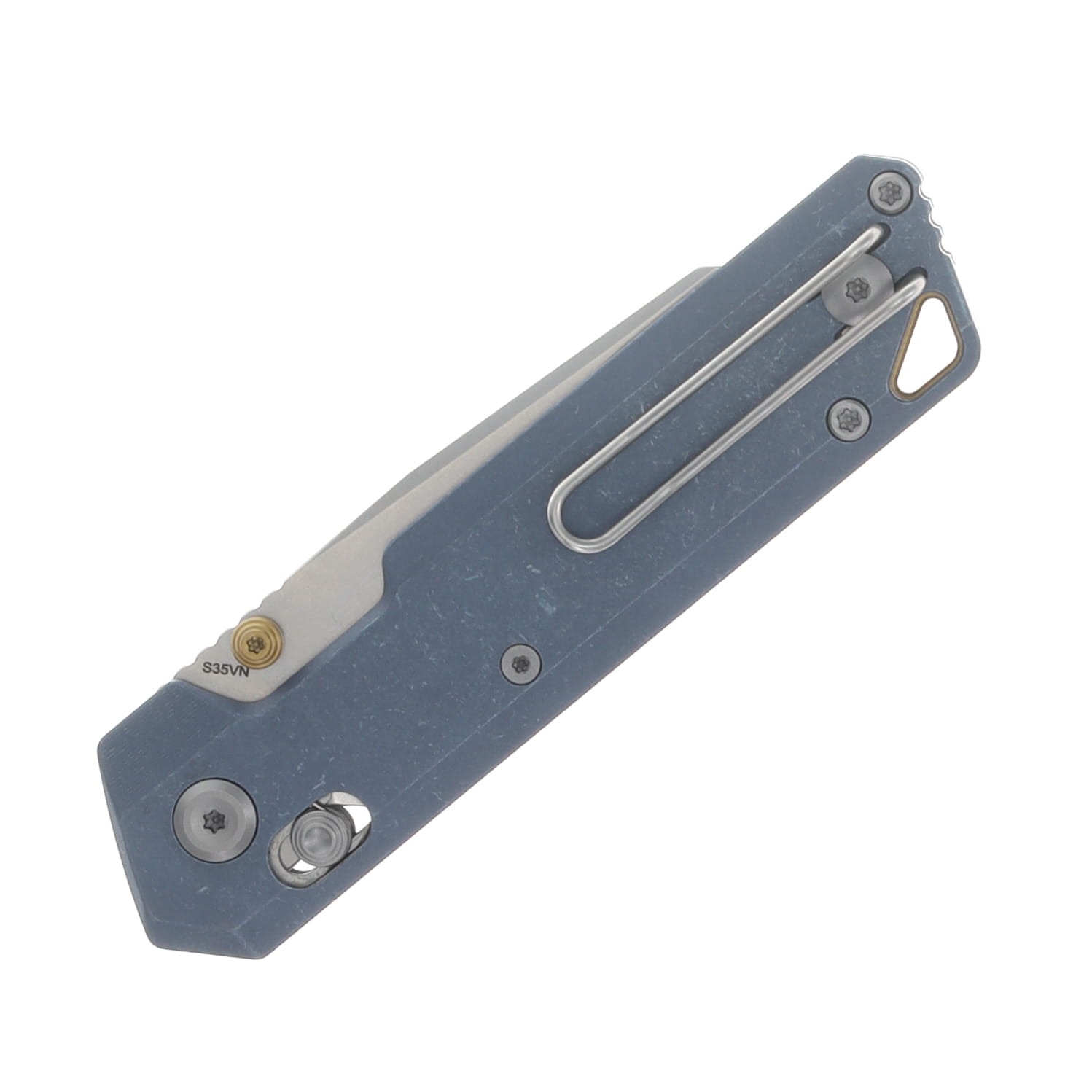 Vosteed Parallel Crossbar Lock Knife Blue Ti 2.9in Stonewash Blade A3504 View 6