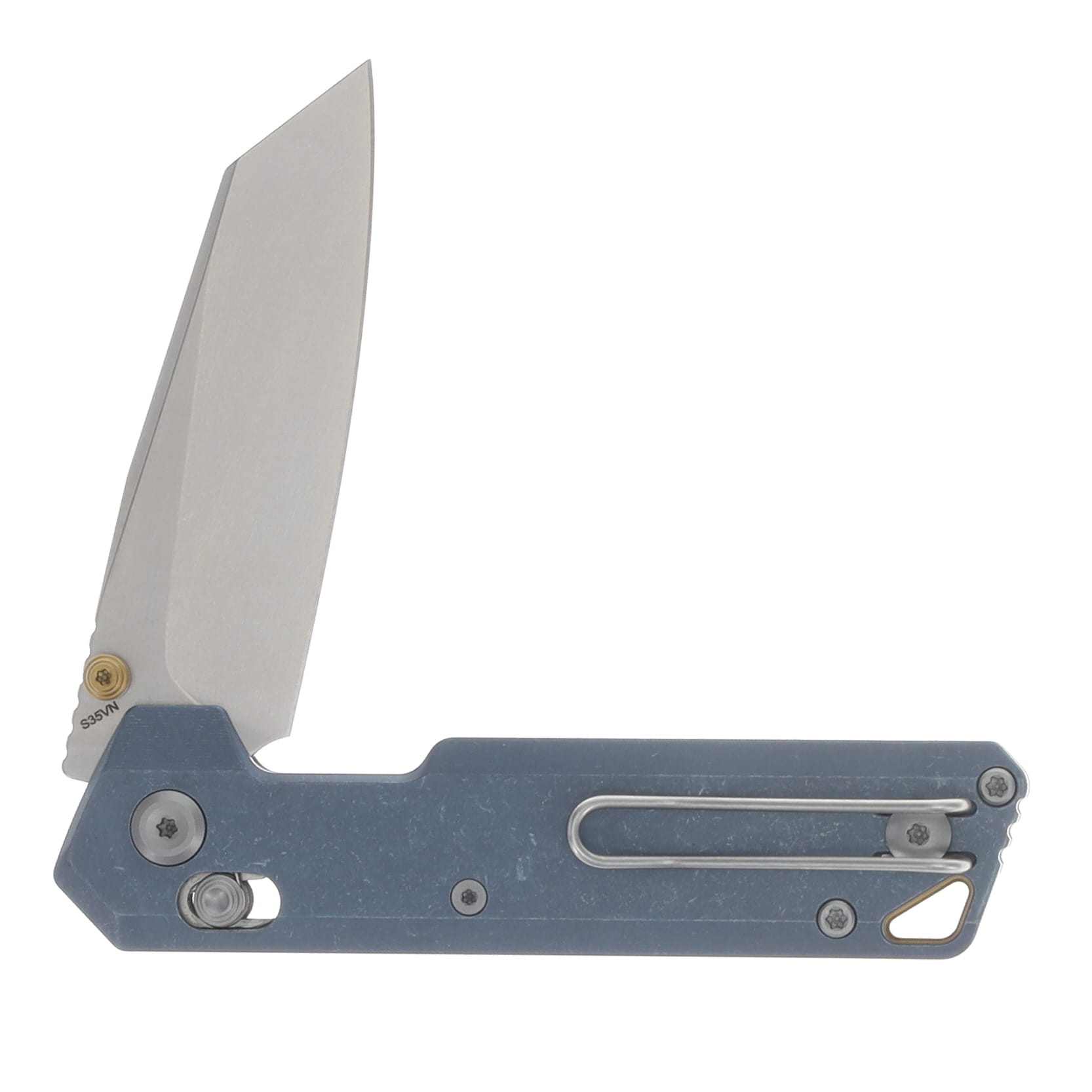 Vosteed Parallel Crossbar Lock Knife Blue Ti 2.9in Stonewash Blade A3504 View 4