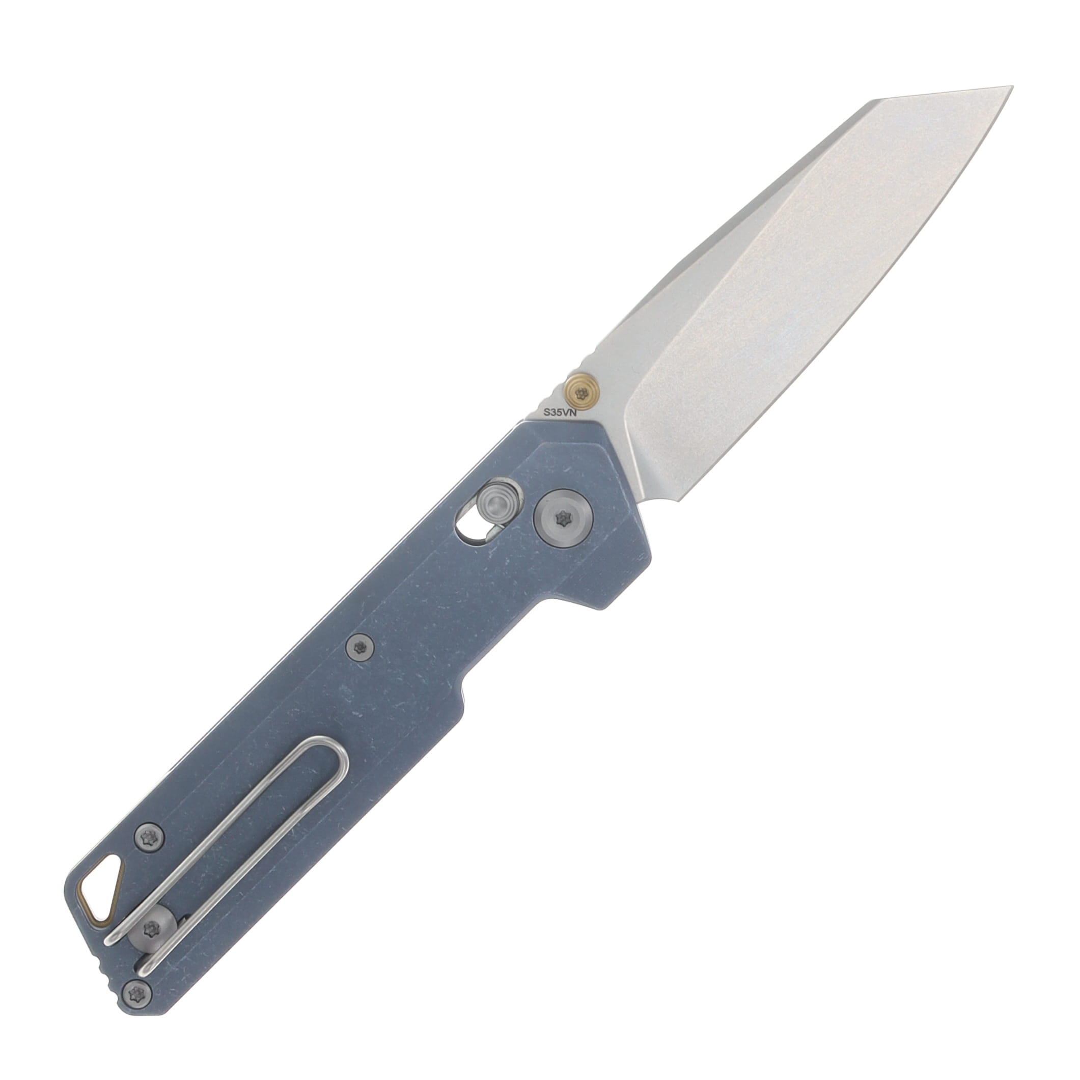 Vosteed Parallel Crossbar Lock Knife Blue Ti 2.9in Stonewash Blade A3504 View 2