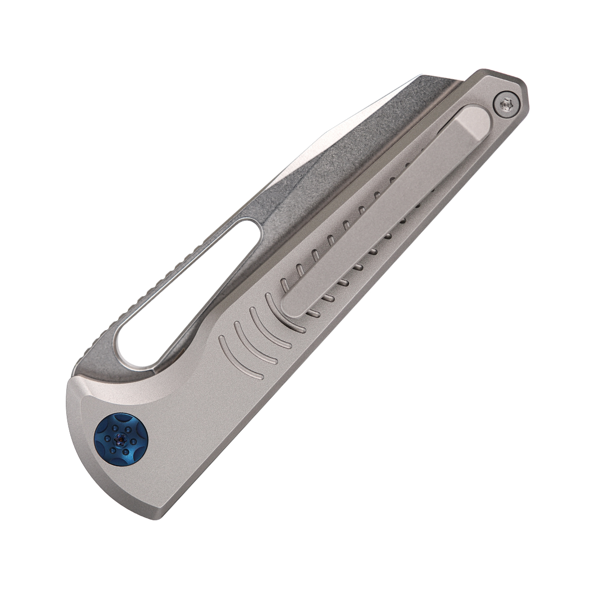 Vosteed Gavko Leopard Folding Knife Gray Ti 3.38in Stonewash Sheepsfoot A2501 View 2