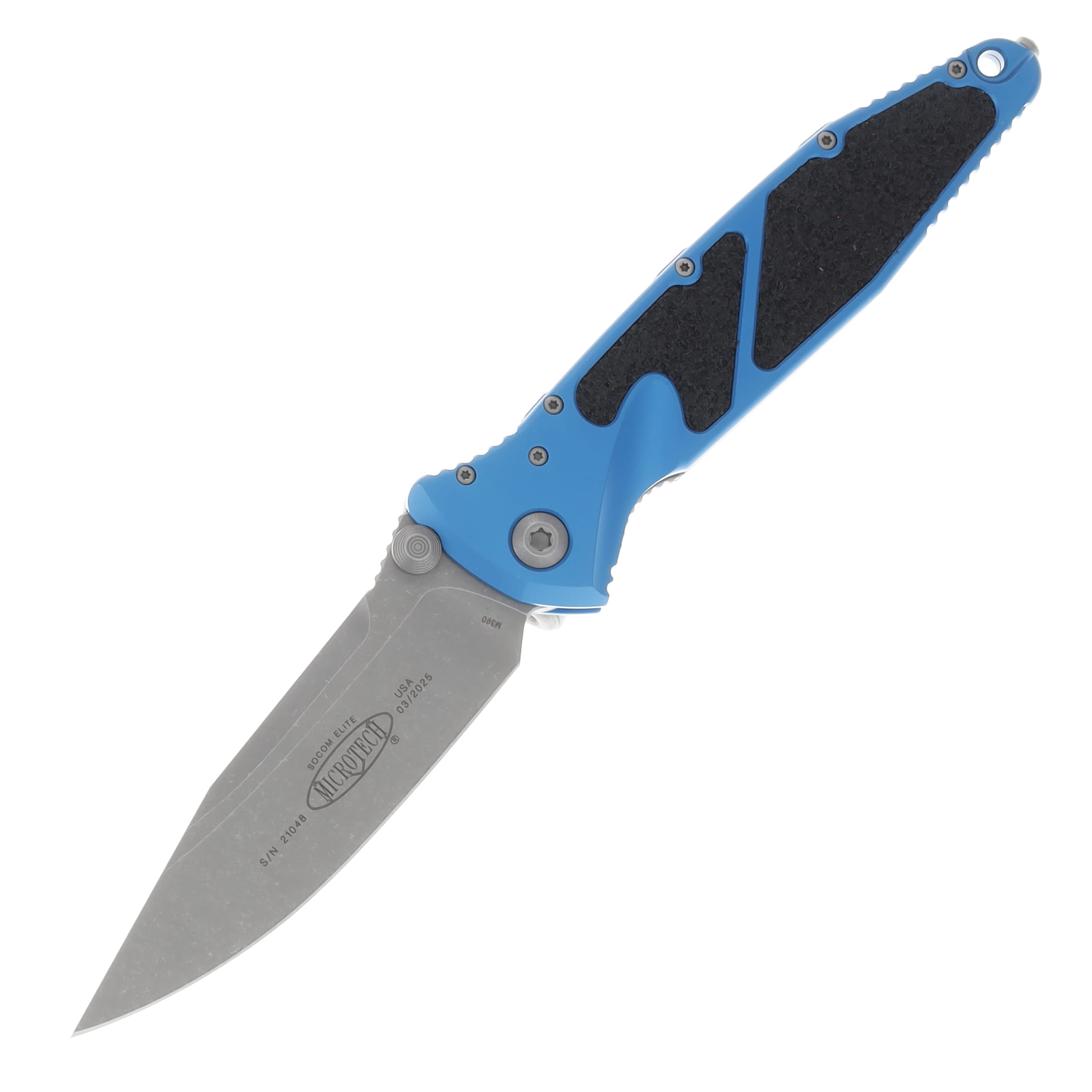 Microtech Socom Elite Folding Knife Blue 4.0in Plain Apoc Clip Point Blade MT16010APBL View 1