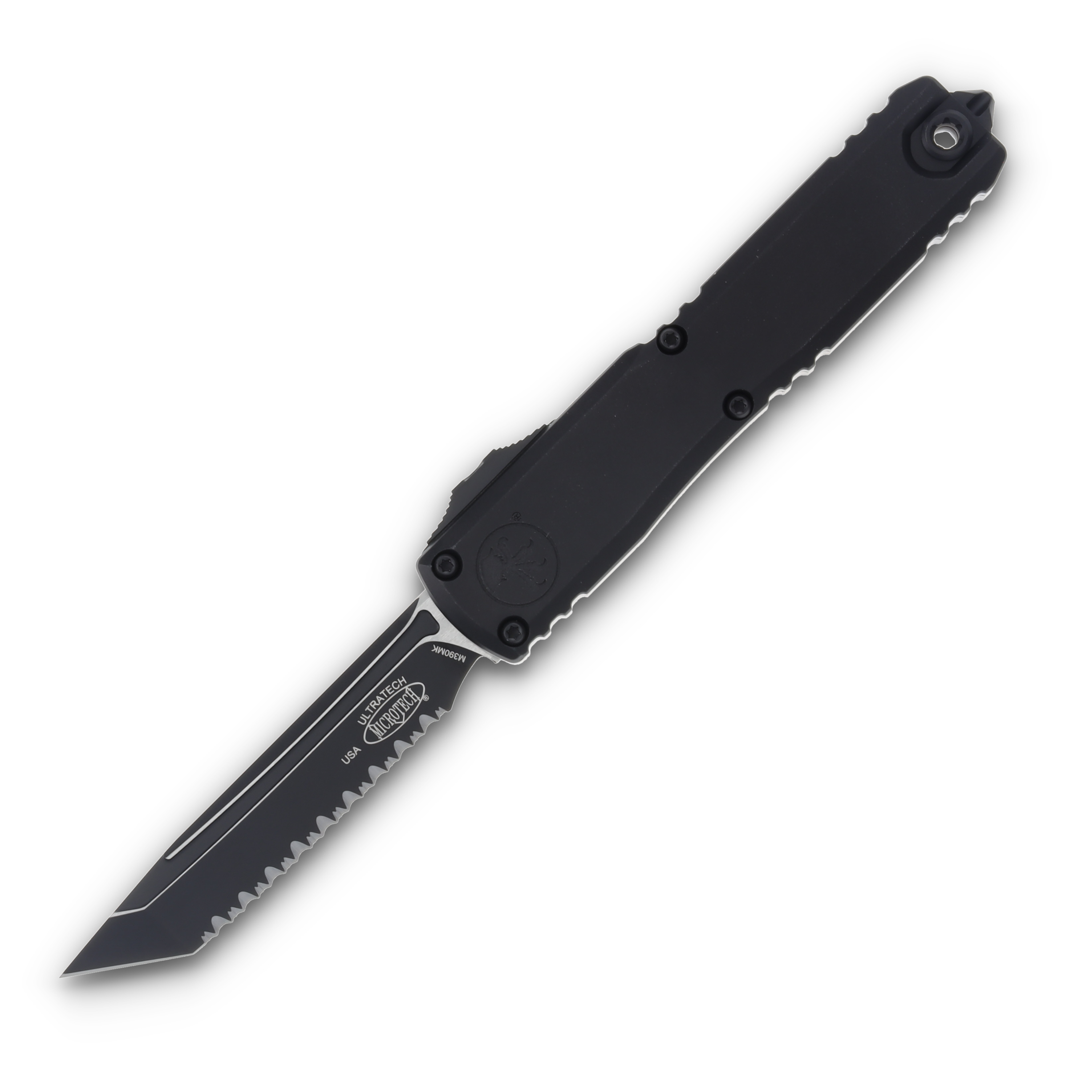 Microtech Ultratech GEN III ZBP OTF Tactical Black 3.55in full Serr Tanto Blade AUMT11233T View 1