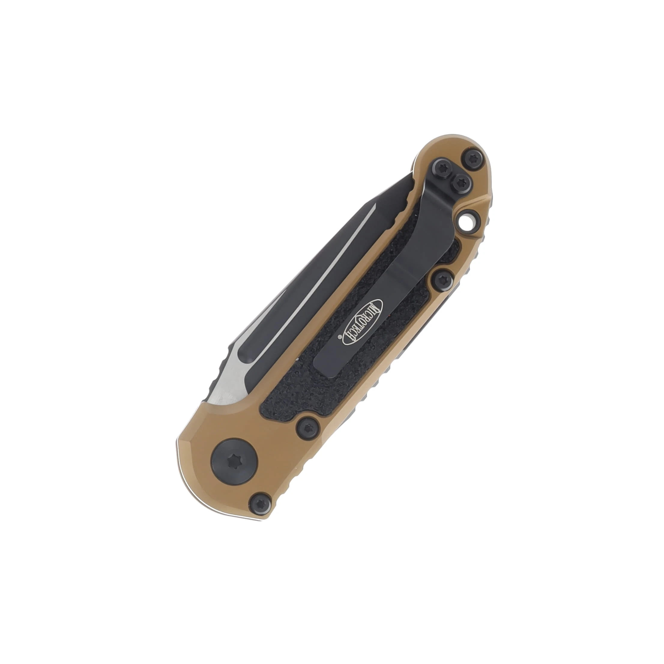 Microtech LUDT Gen III Tan Auto Knife 3.5in Plain Black Tanto Blade AUMT11361TA View 2
