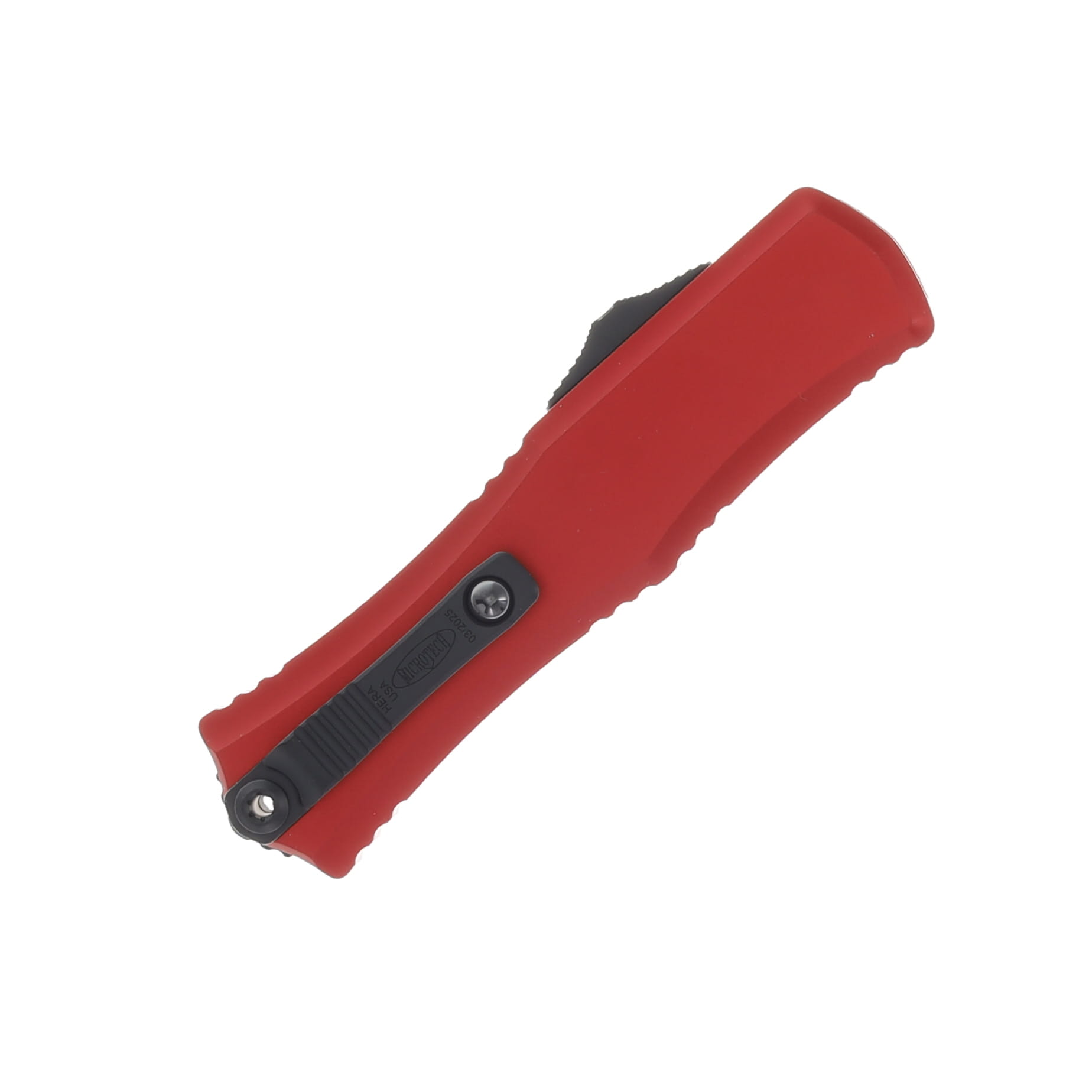 Microtech Hera II Mini OTF Bayonet Auto Knife Red 3in Plain Black Blade AUMT1701M1RD View 2