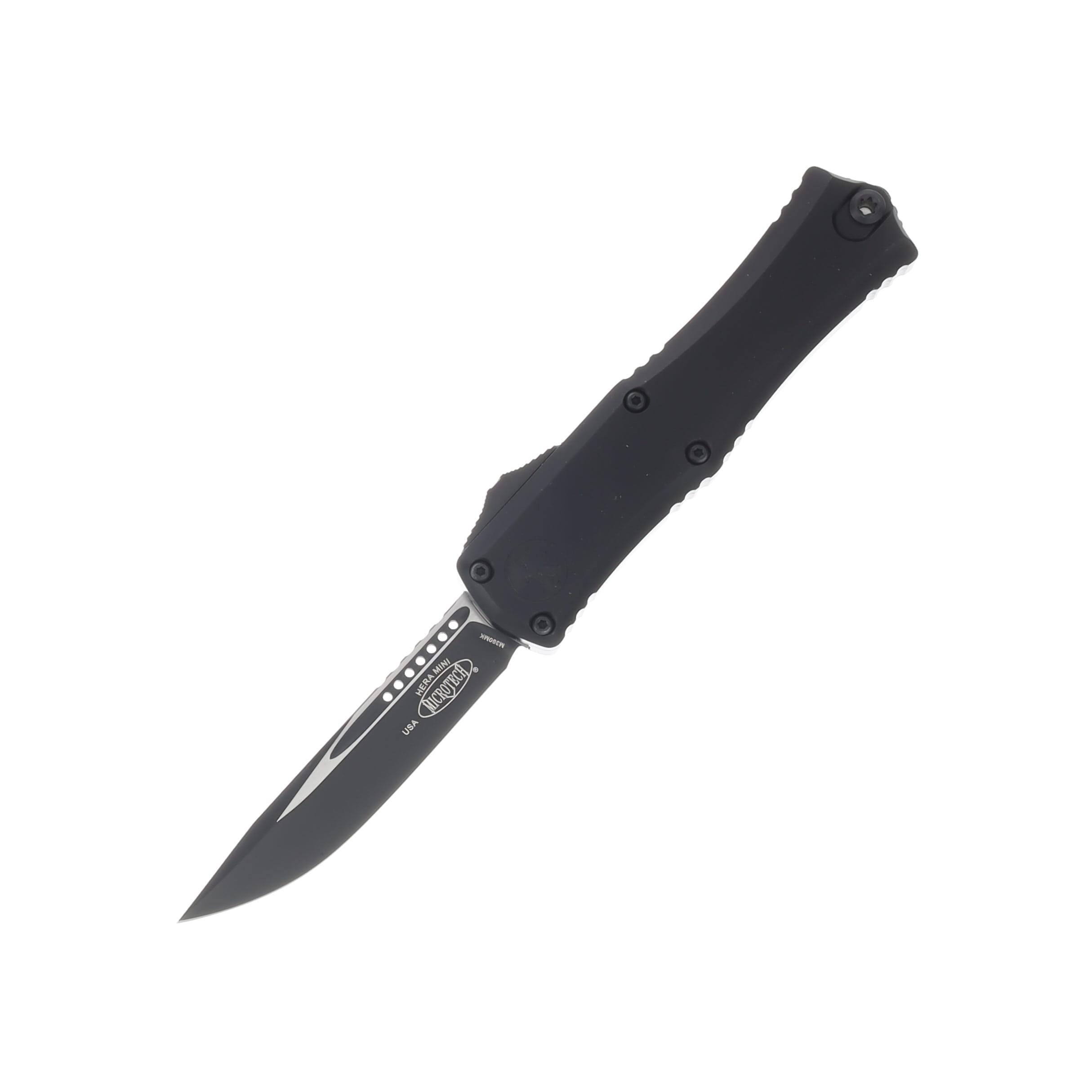 Microtech Hera II Mini OTF Auto Knife Tactical Black 3in Drop Point Blade AUMT1703M1T View 1