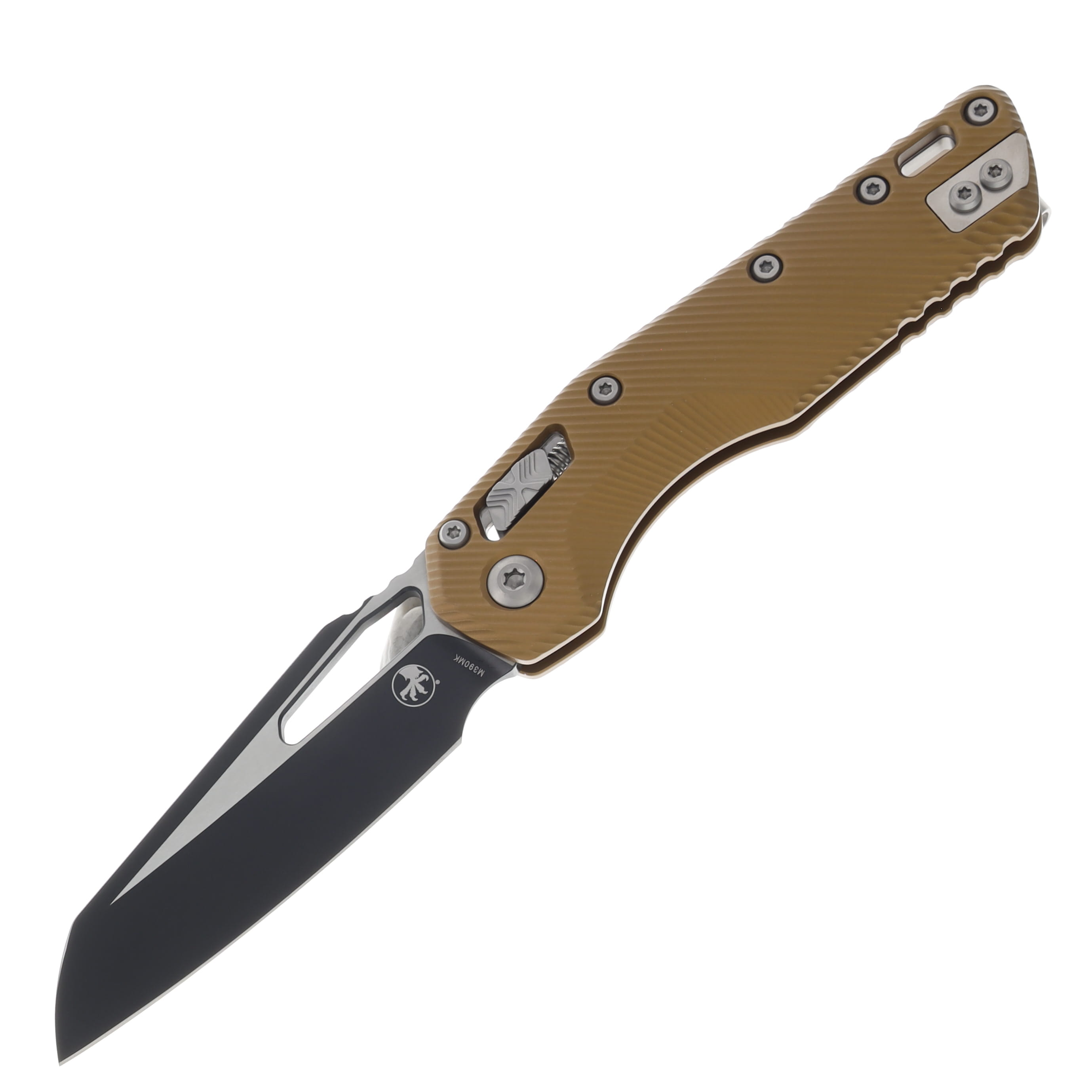 Microtech Knives MSI Ram-Lok Fluted Tan Al 3.88in Black Sheepsfoot Blade MT2101FLTA View 1