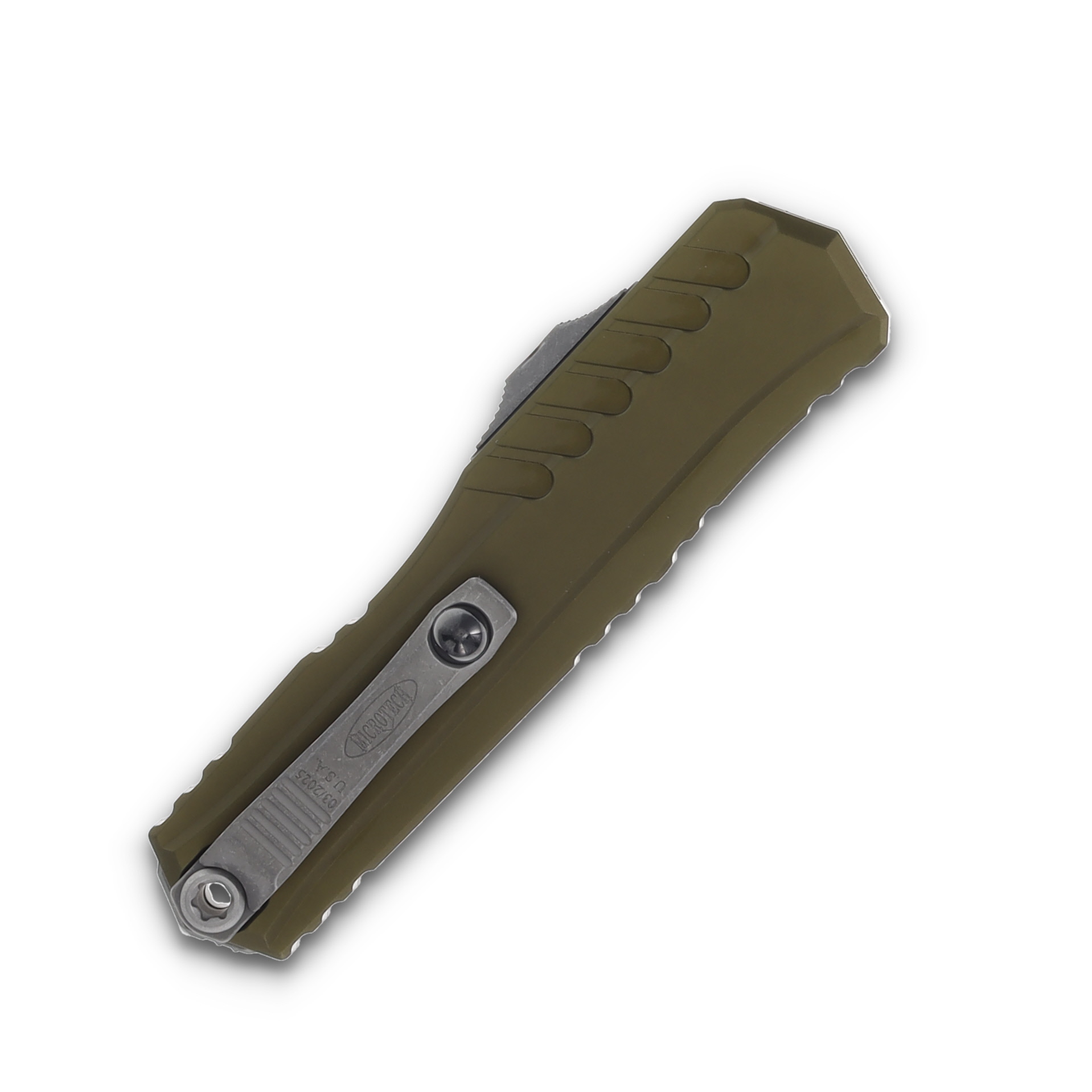 Microtech Knives Cypher II D/E OTF Auto OD Green 3.5in Full Serr Apoc Dagger AUMT124212APOD View 2