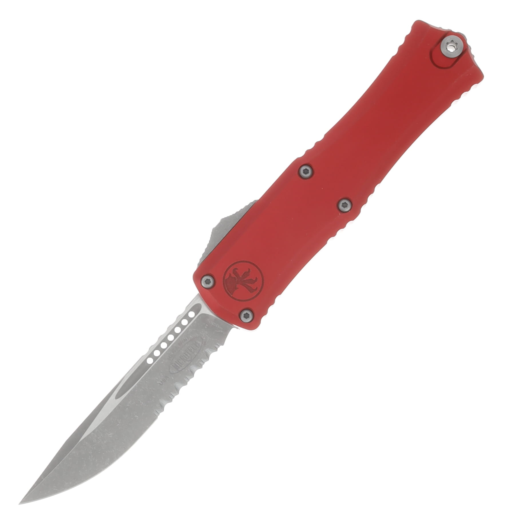 Microtech Hera II Mini OTF Auto Knife Red 3in Part Serr Apoc Drop Point AUMT1703M11APRD View 1