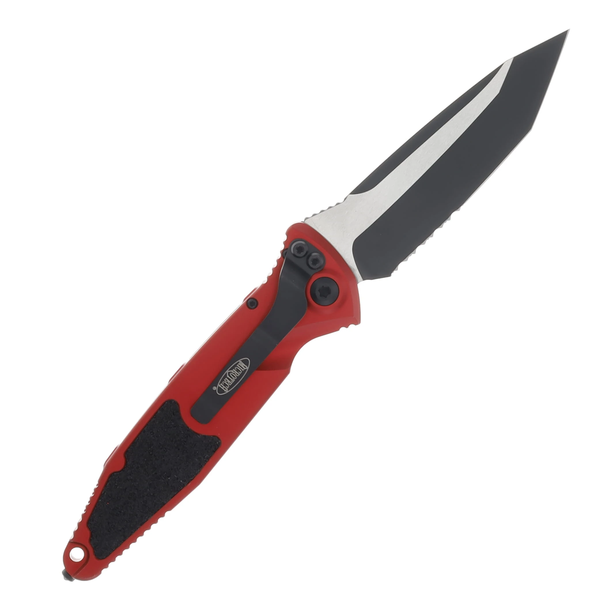 Microtech Knives Socom Elite Auto Red 4.05in Black Part Serrated Tanto AUMT161A2RD View 2