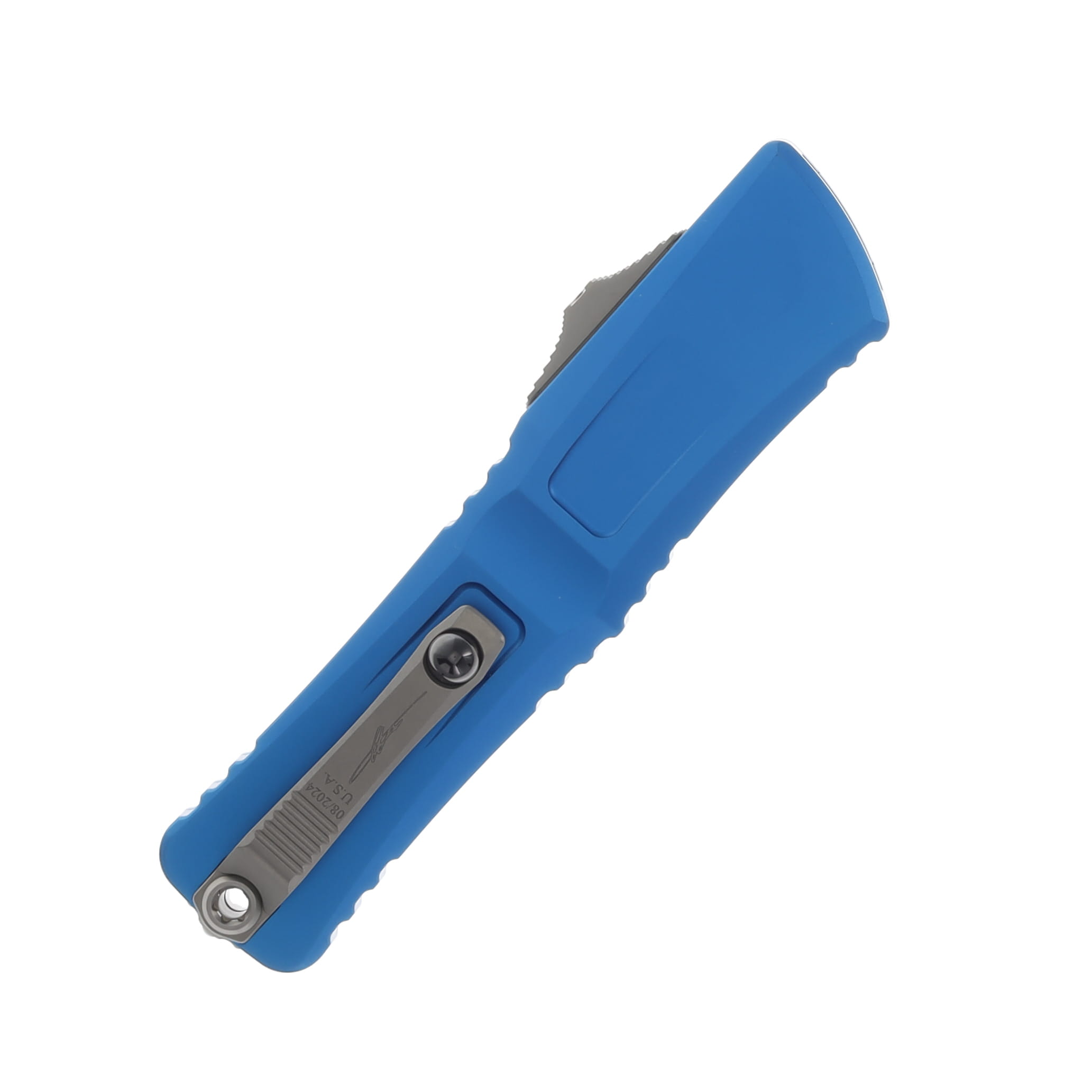 Microtech Combat Troodon Interceptor Gen III SS OTF Blue 4.0in Part Serr SW Blade AUMT121711BLS View 3