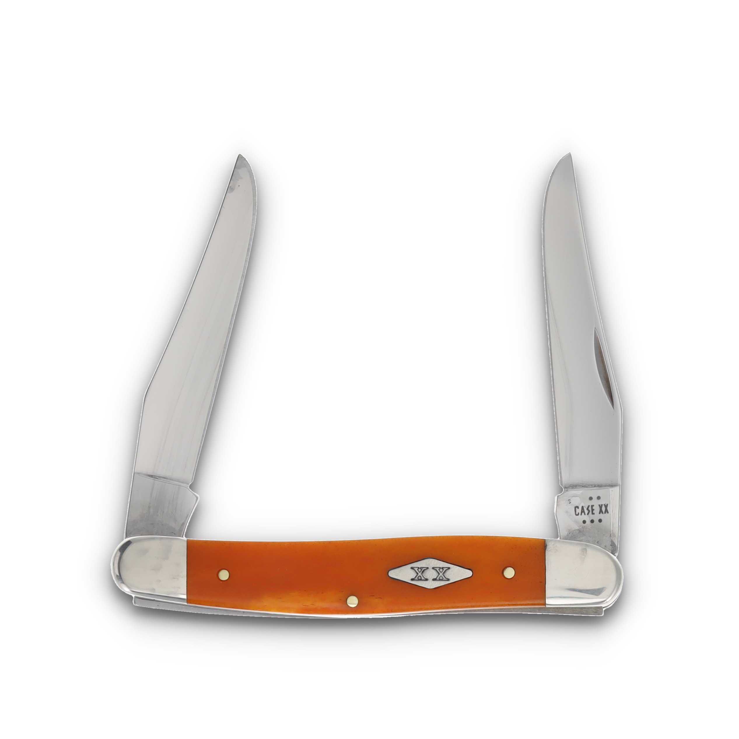 Case XX Muskrat Folding Knife Smooth Persimmon Bone with Bullet Shield CA12515 View 1